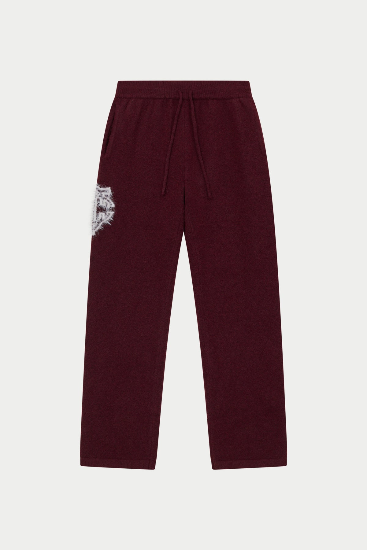 MONOGRAM FLUFFY KNIT JOGGERS - BURGUNDY