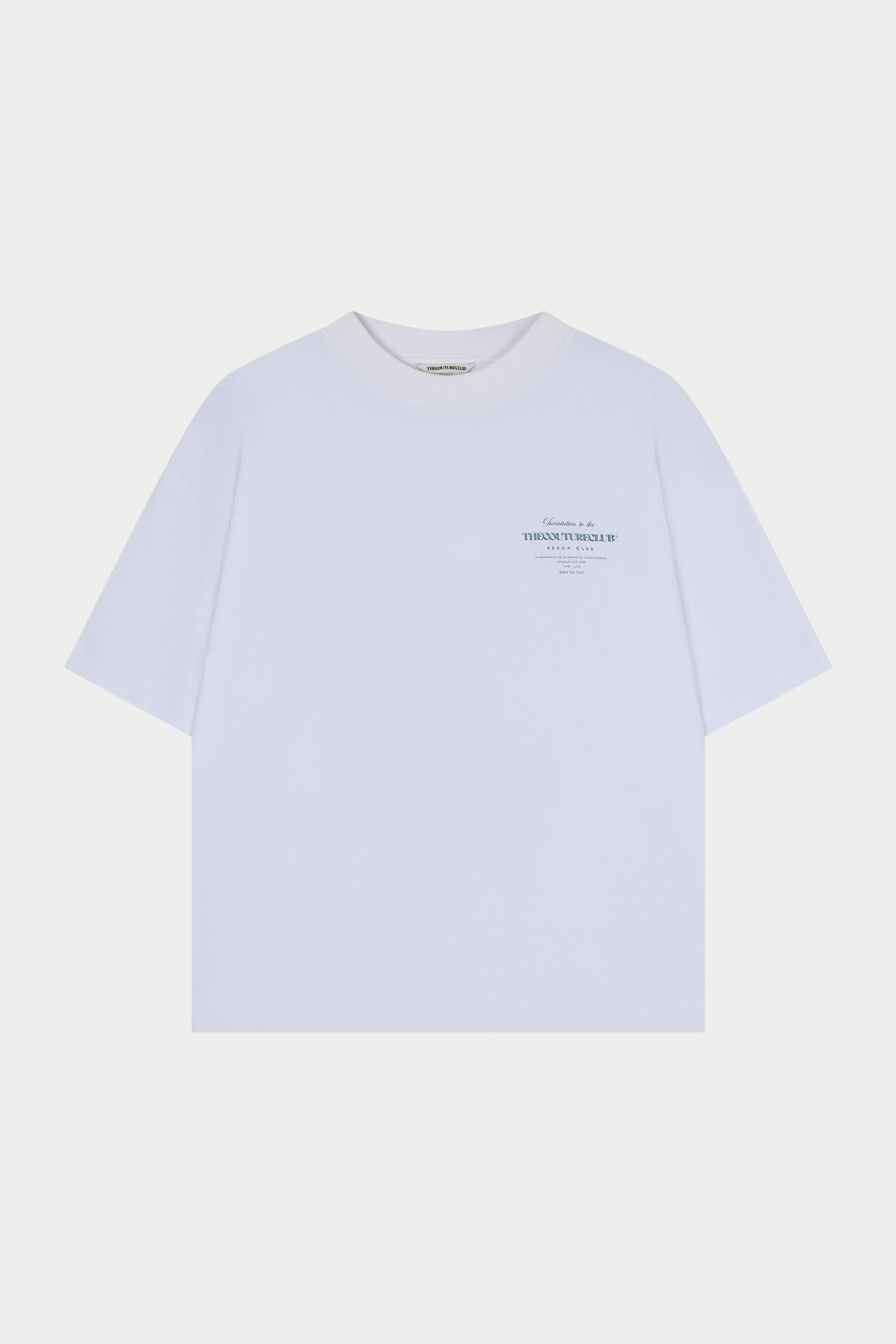 White t-shirt with text on a white background