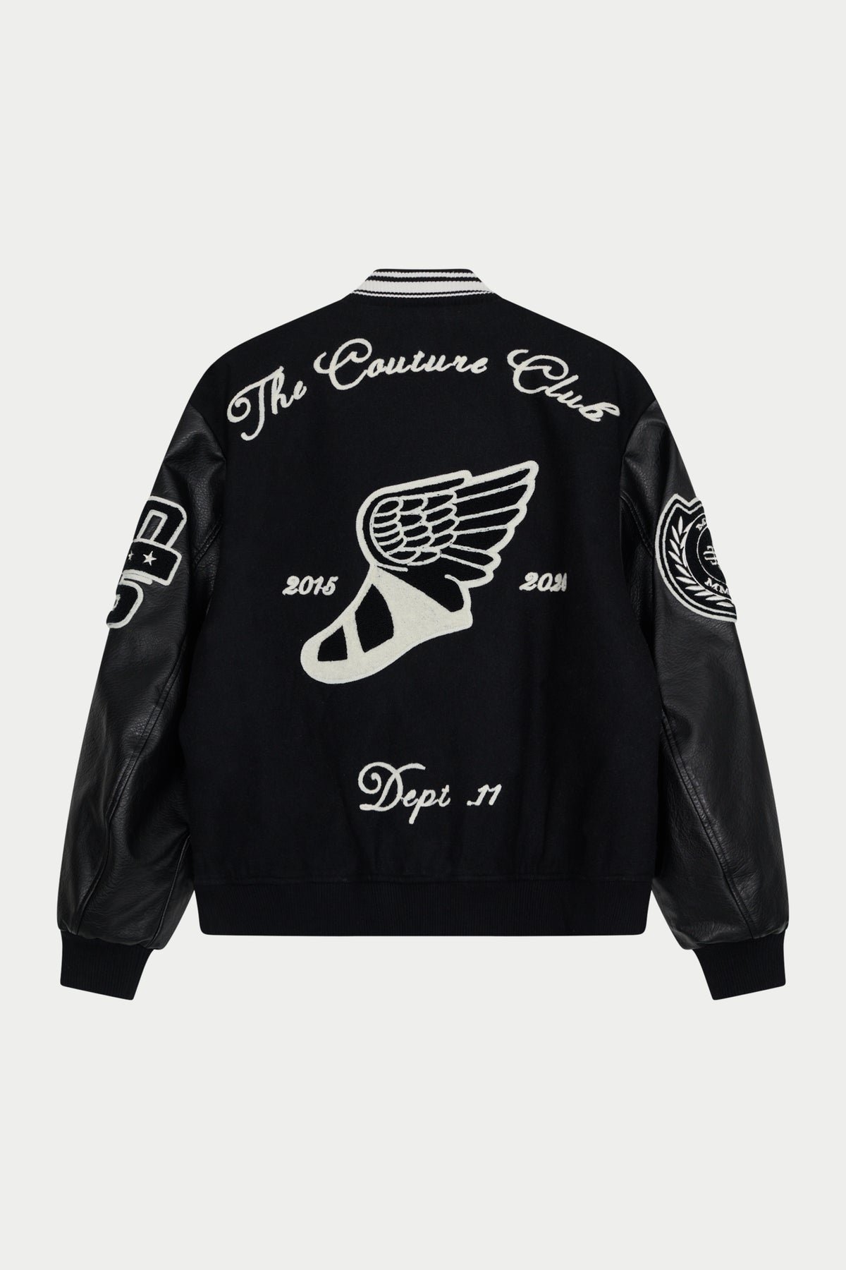 MULTI BADGE VARSITY JACKET - BLACK