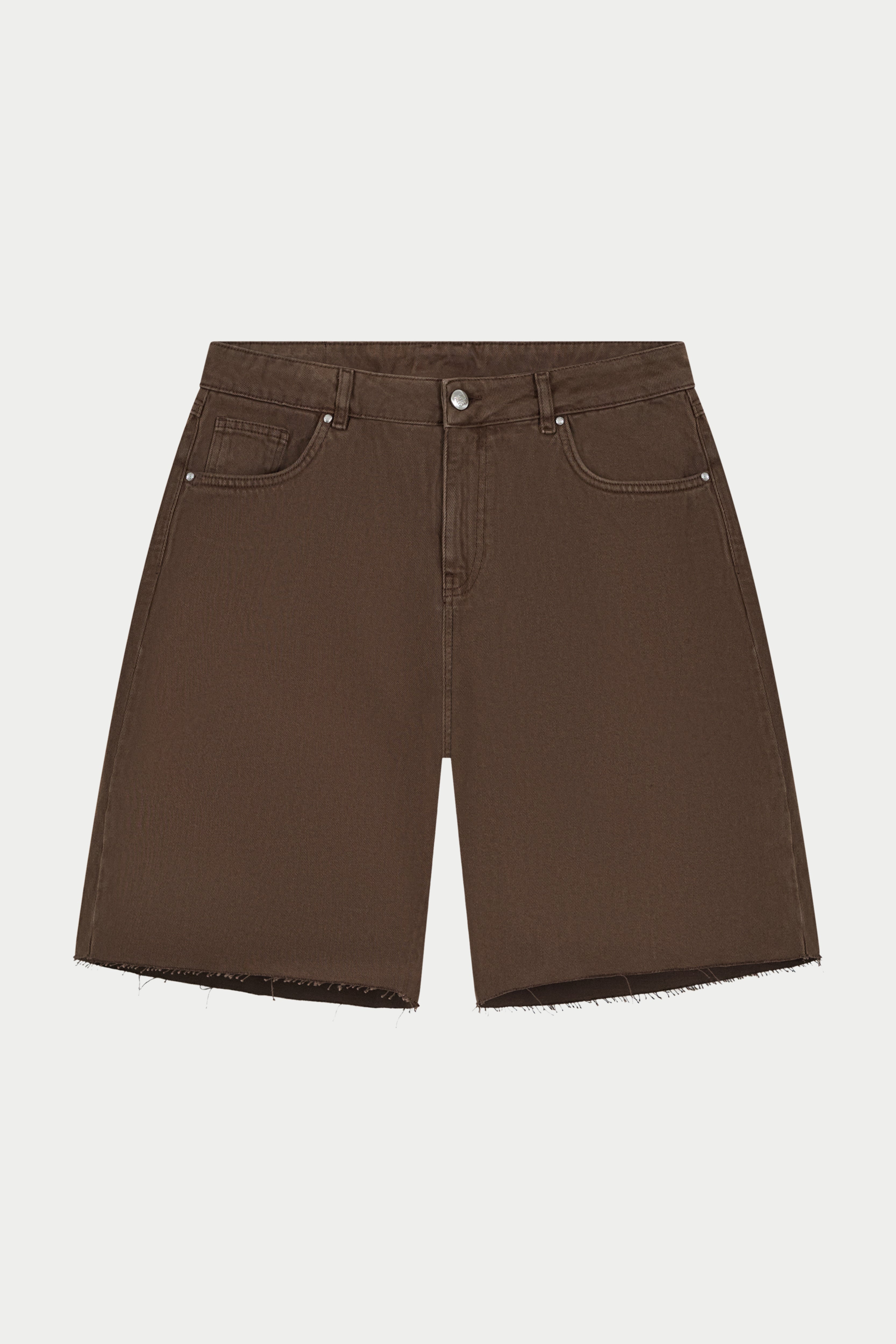 DENIM RAW EDGE SHORTS - BROWN WASH