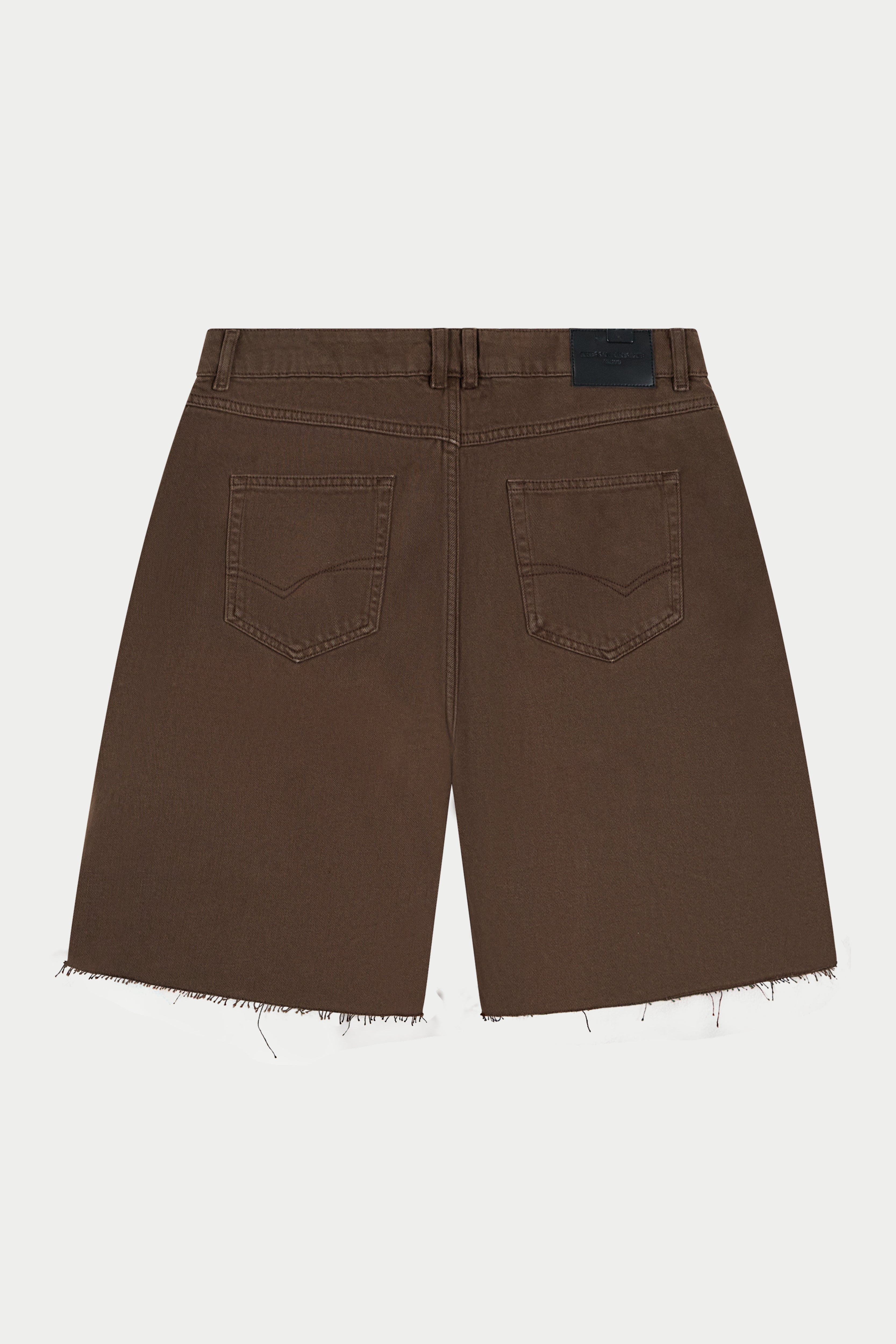 DENIM RAW EDGE SHORTS - BROWN WASH