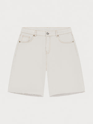 DENIM RAW EDGE SHORTS - ECRU