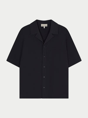 TEXTURED REVERE SHIRT - BLACK