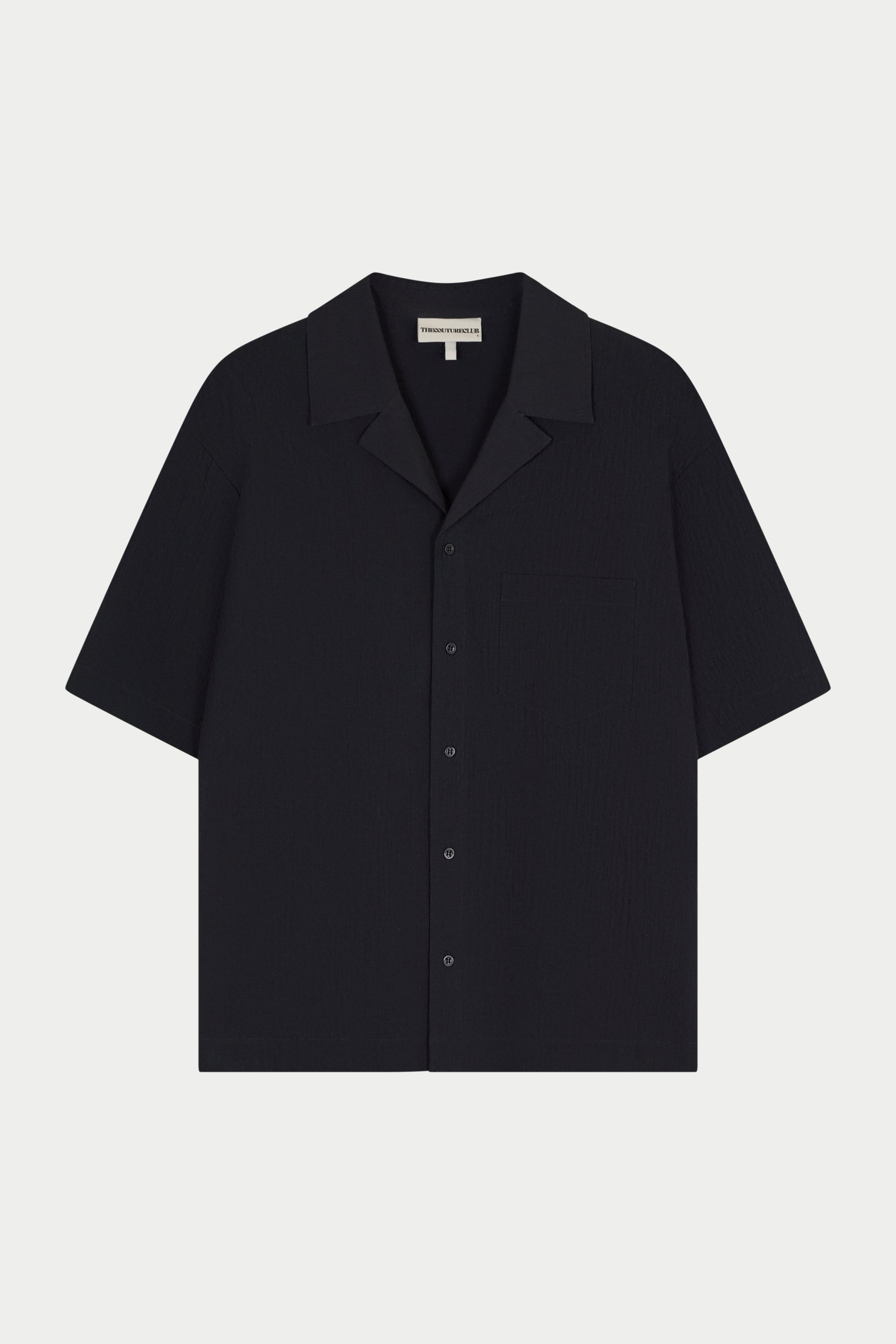 TEXTURED REVERE SHIRT - BLACK