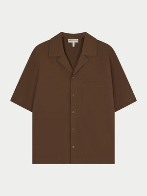 TEXTURED REVERE SHIRT - BROWN