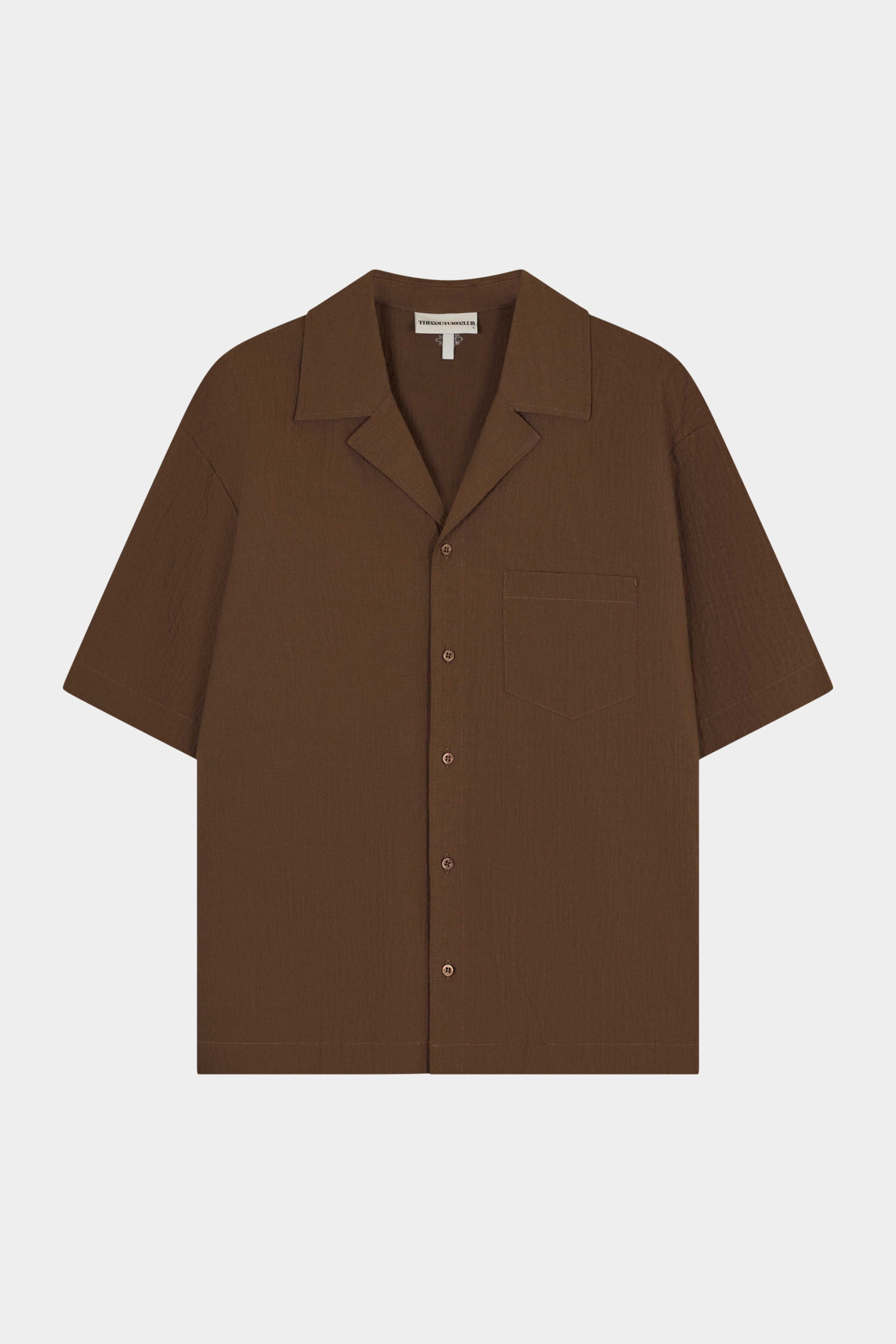 TEXTURED REVERE SHIRT - BROWN