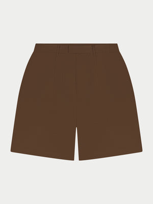 TEXTURED TAILORED SHORTS - BROWN
