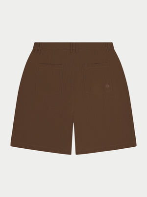 TEXTURED TAILORED SHORTS - BROWN