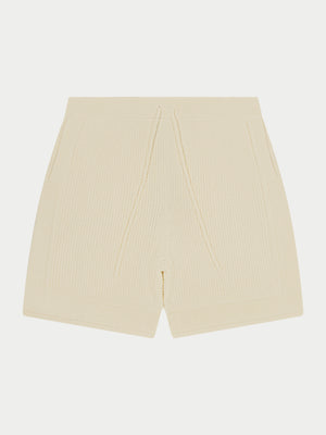 CONTRAST KNIT CROCHET SHORTS - OFF WHITE