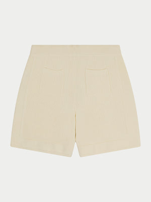 CONTRAST KNIT CROCHET SHORTS - OFF WHITE