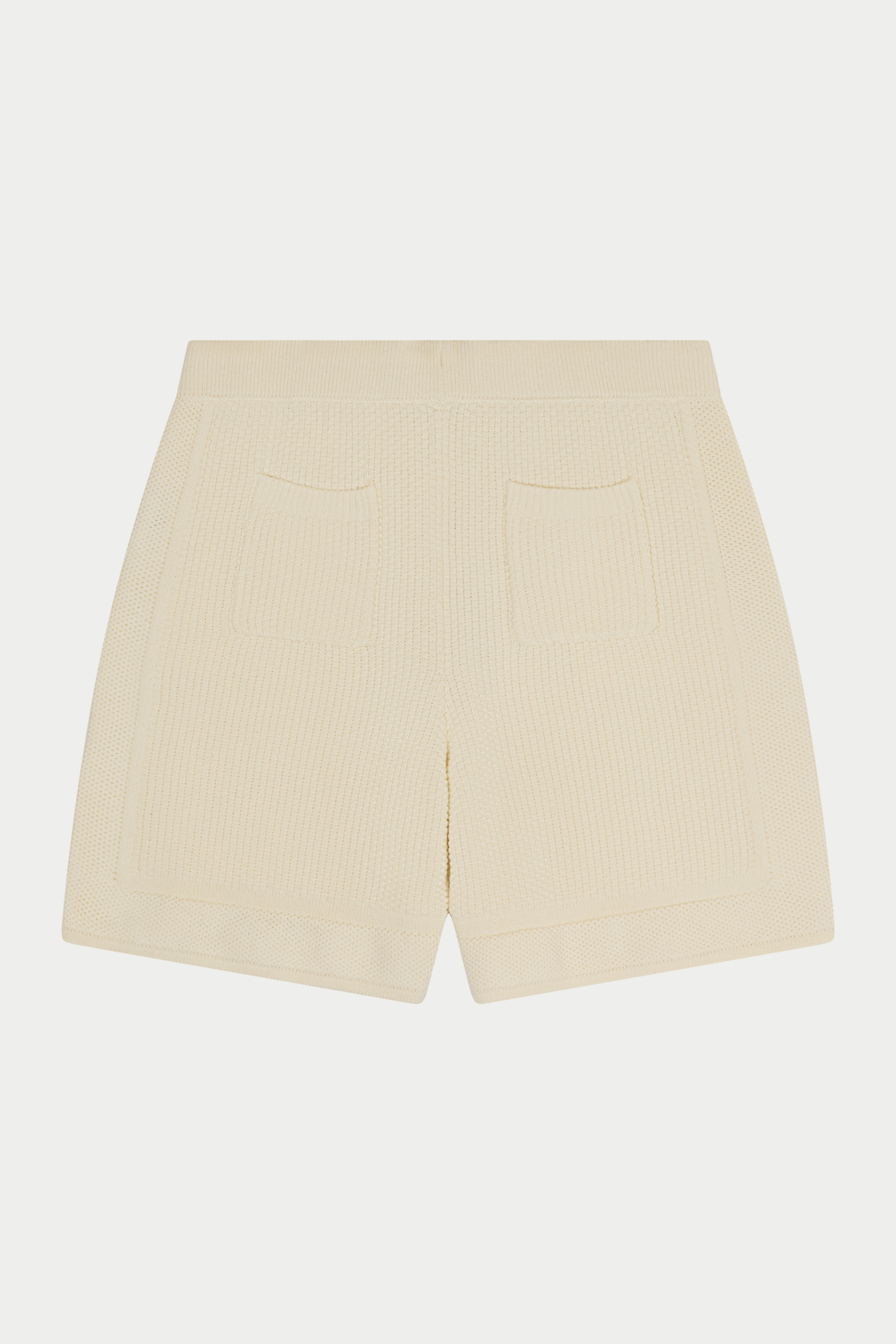 CONTRAST KNIT CROCHET SHORTS - OFF WHITE