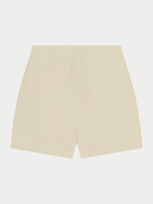 CONTRAST KNIT CROCHET SHORTS - OFF WHITE