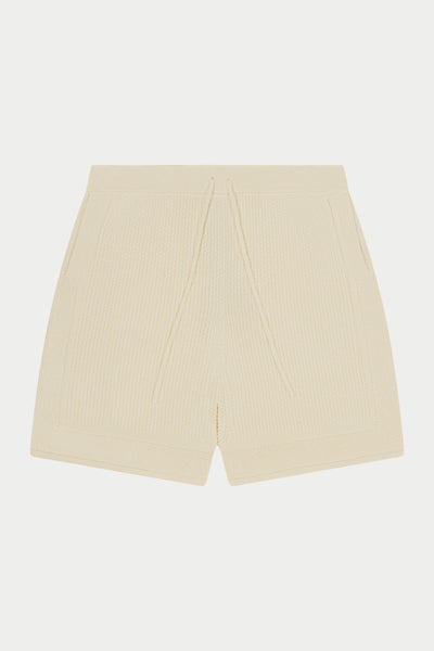 CONTRAST KNIT CROCHET SHORTS - OFF WHITE | The Couture Club