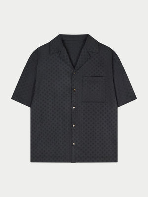 SATIN JACQUARD SHIRT - BLACK