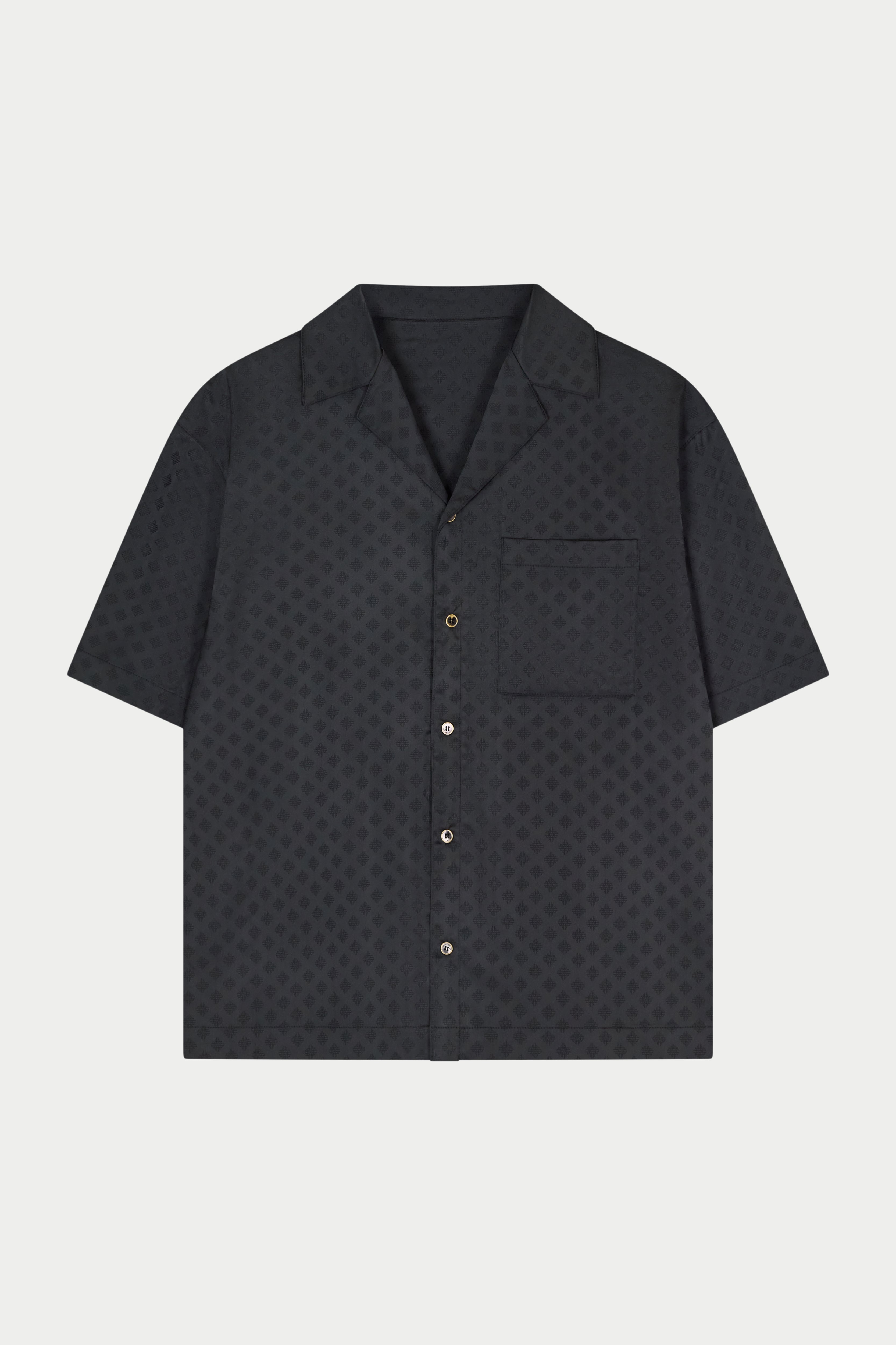 SATIN JACQUARD SHIRT - BLACK