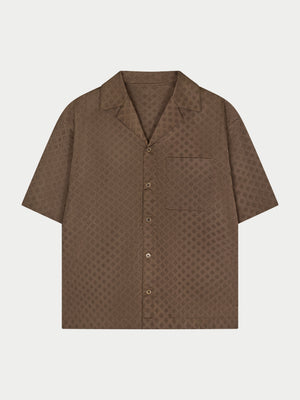 SATIN JACQUARD SHIRT - BROWN