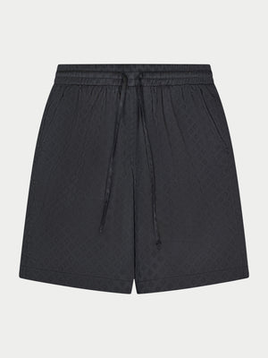 SATIN JACQUARD SHORTS - BLACK