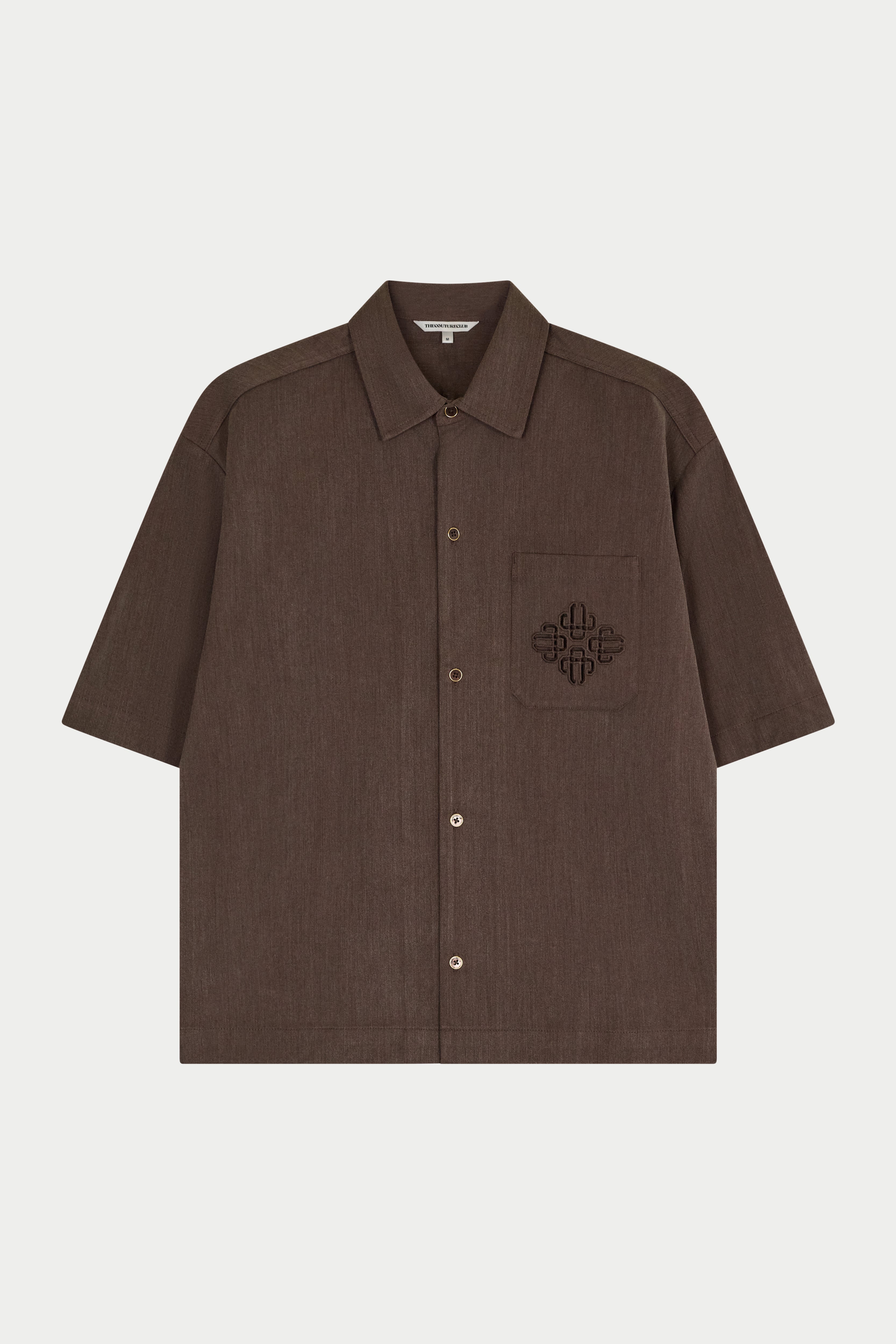 LASER CUT EMBLEM SHIRT - BROWN