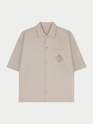 LASER CUT EMBLEM SHIRT - STONE