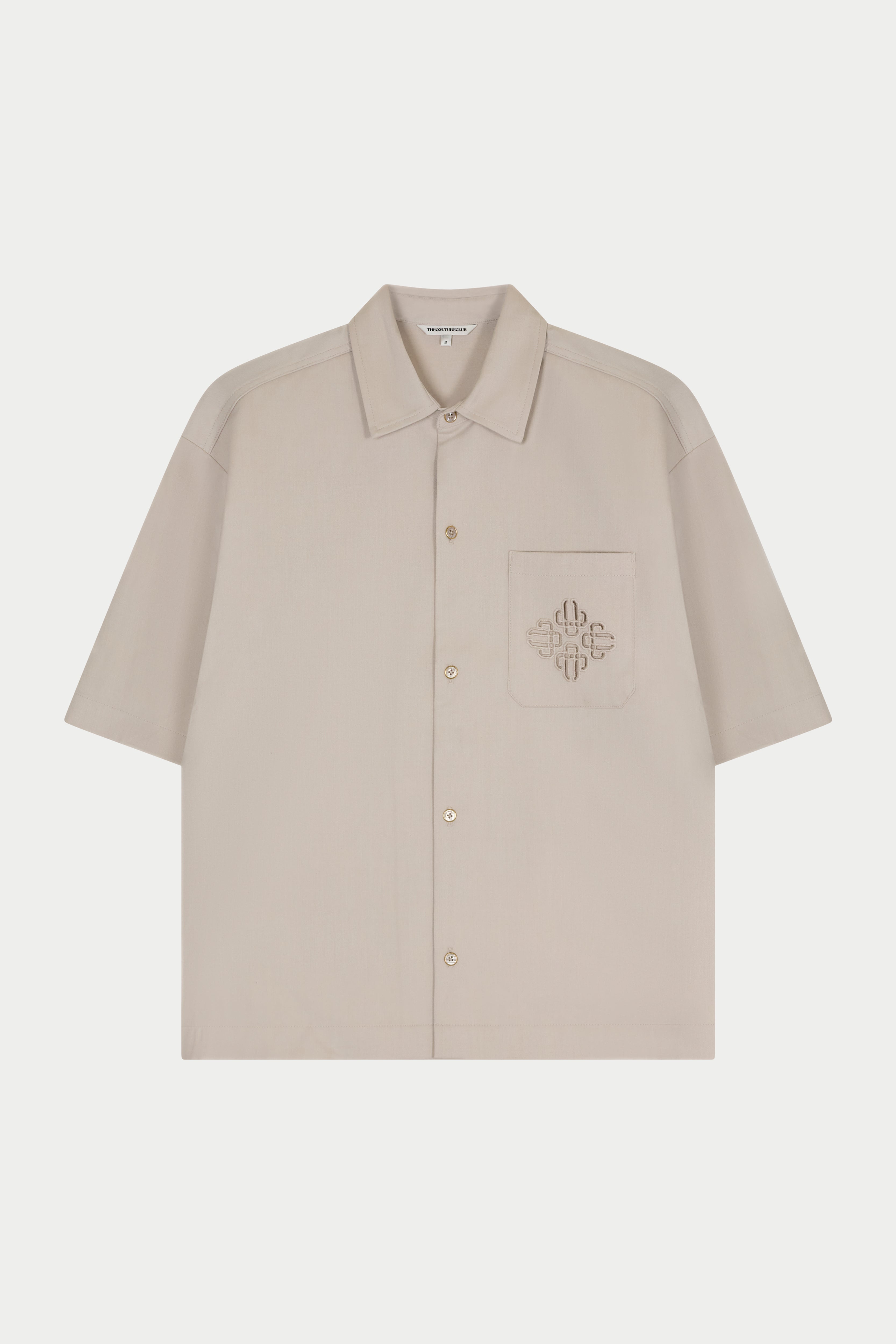 LASER CUT EMBLEM SHIRT - STONE