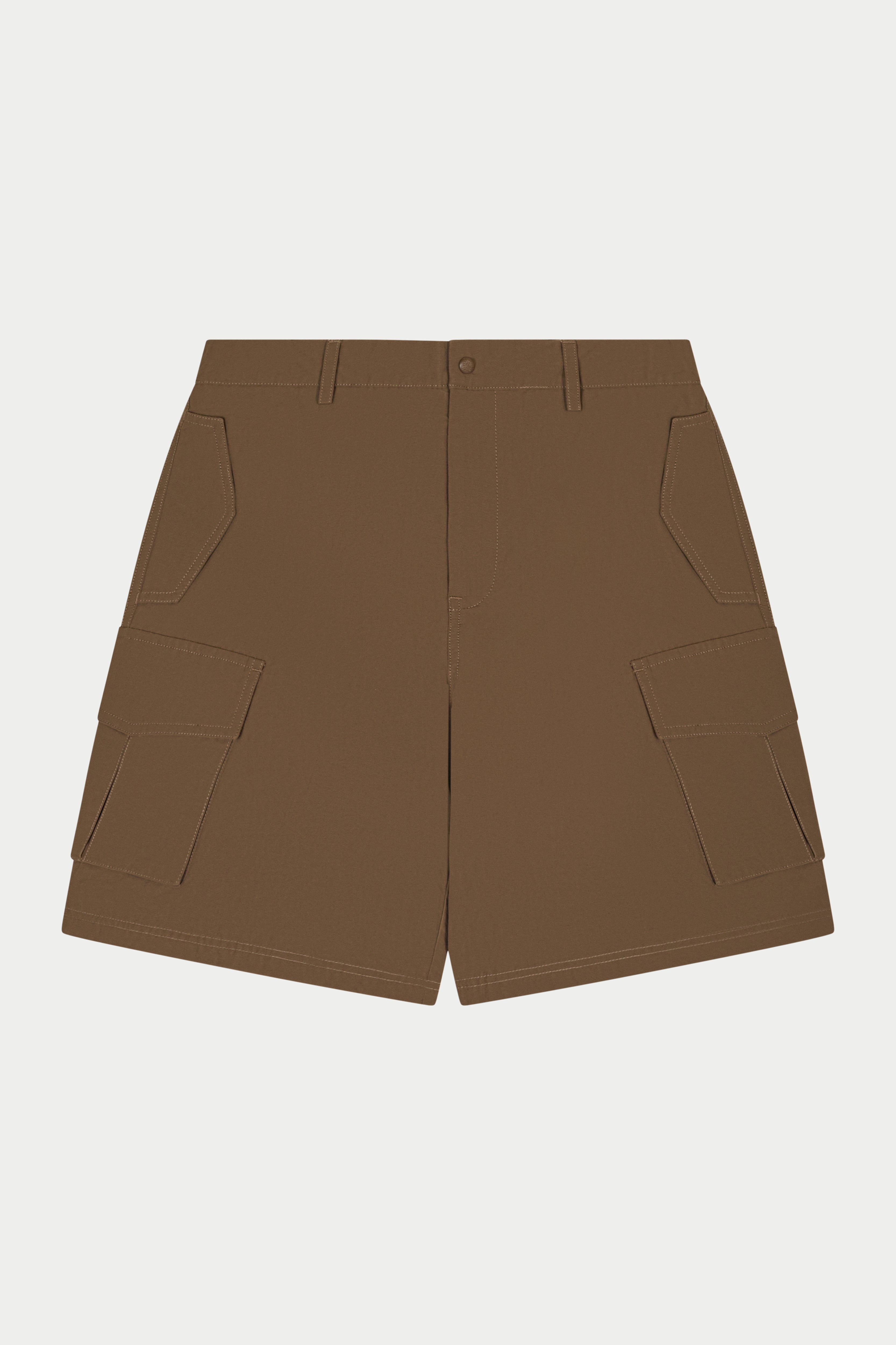 Brown cargo shorts on a white background