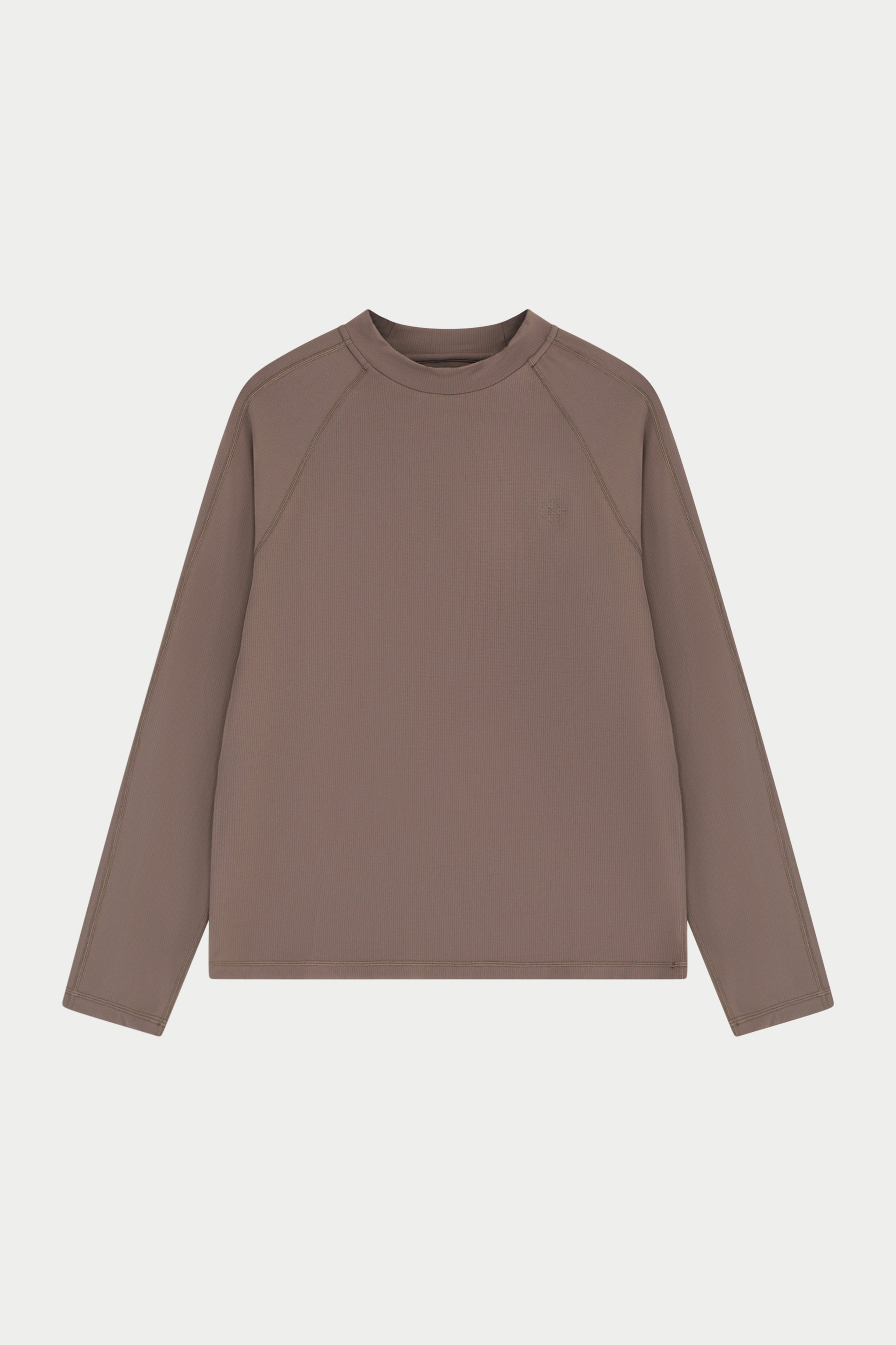 Brown long-sleeve t-shirt on a light grey background