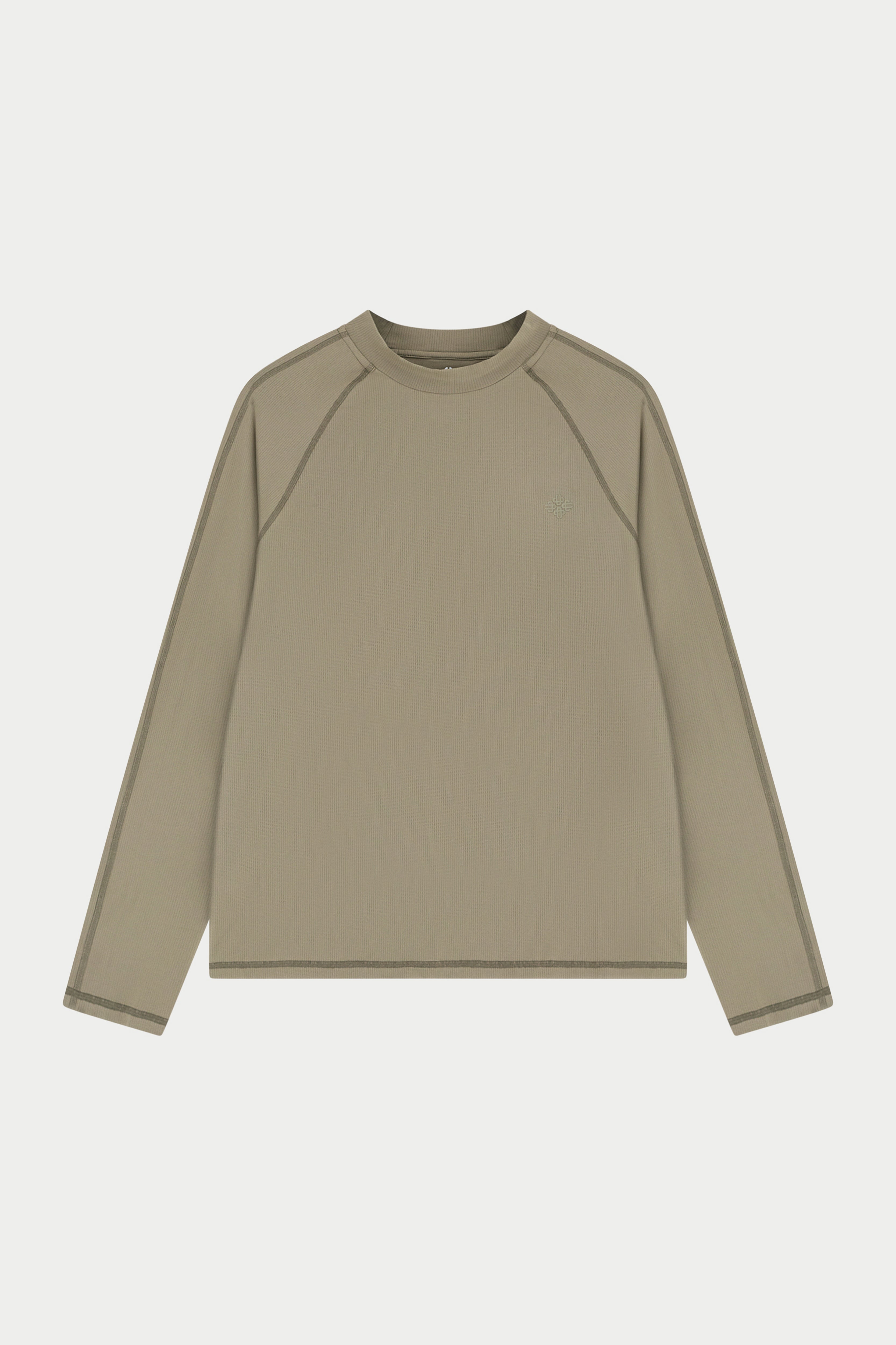 Khaki long-sleeve t-shirt on a white background