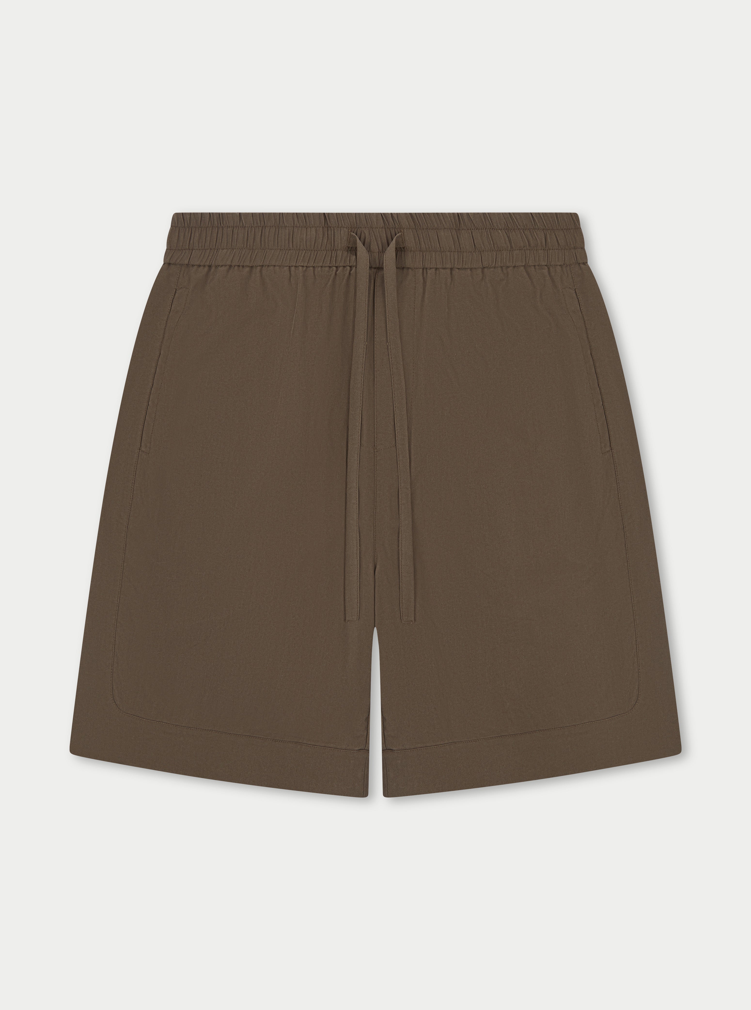 CUPRO PANELLED SHORTS - BROWN