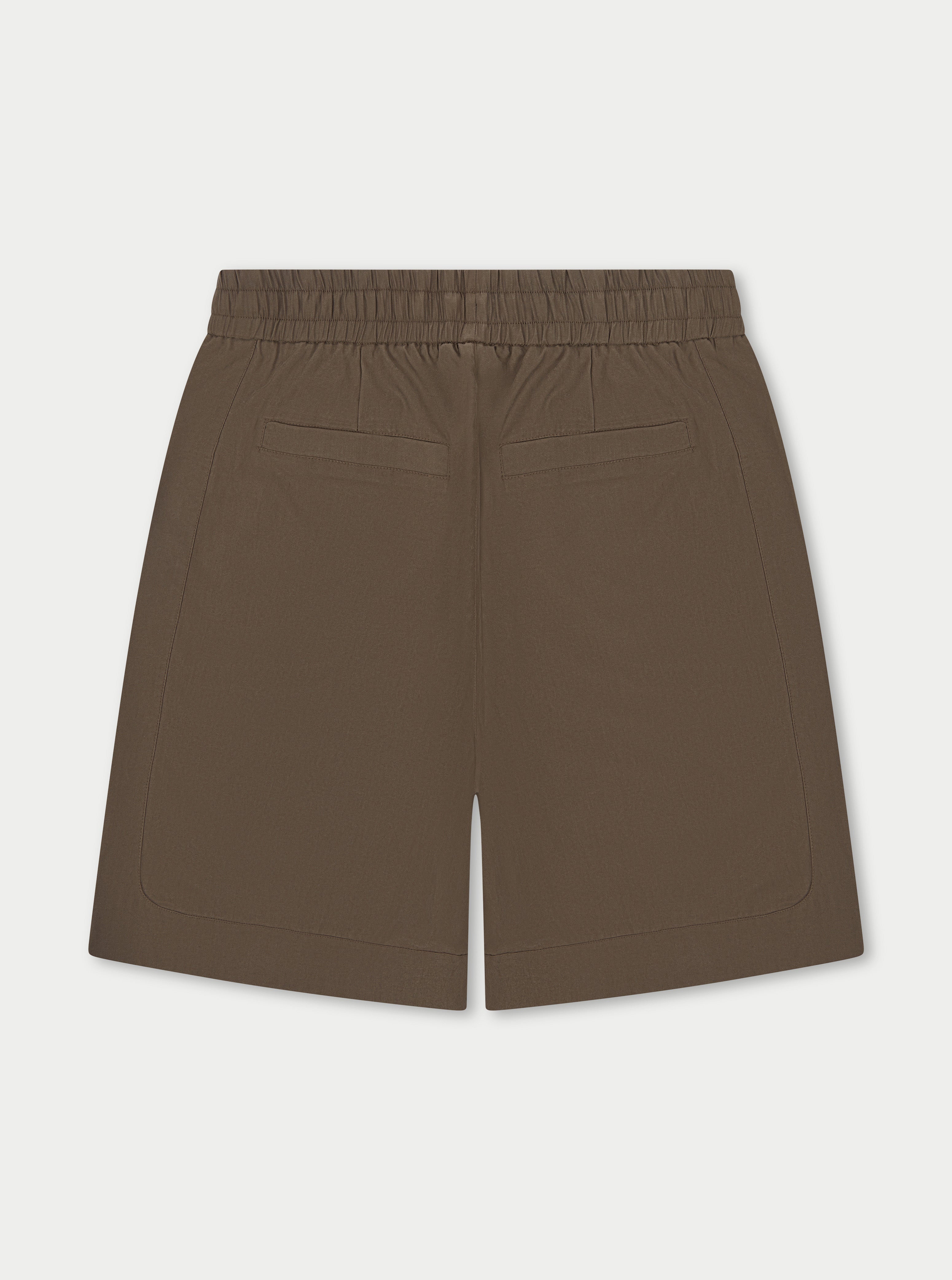CUPRO PANELLED SHORTS - BROWN