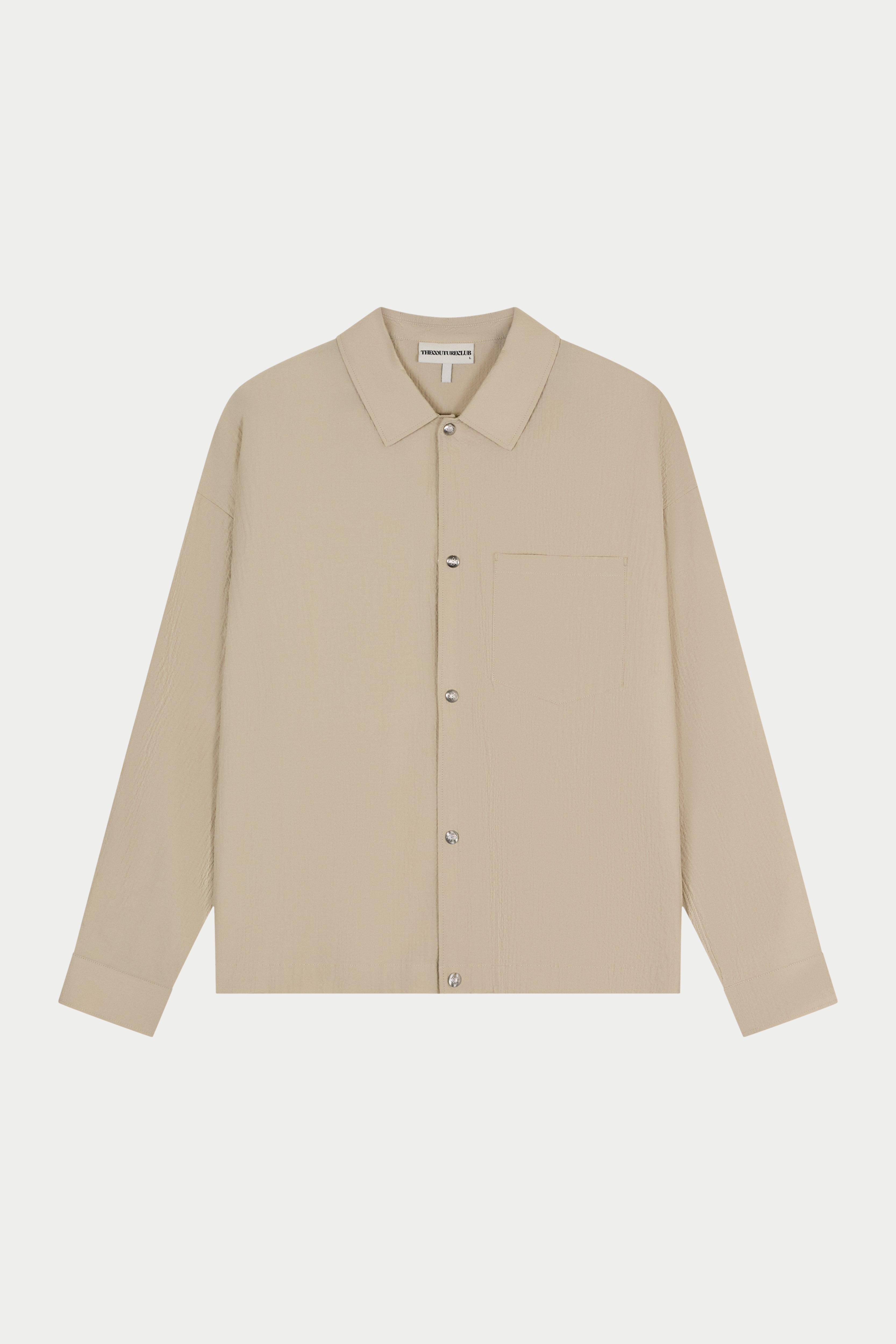 TEXTURED LONG SLEEVE SHIRT - STONE