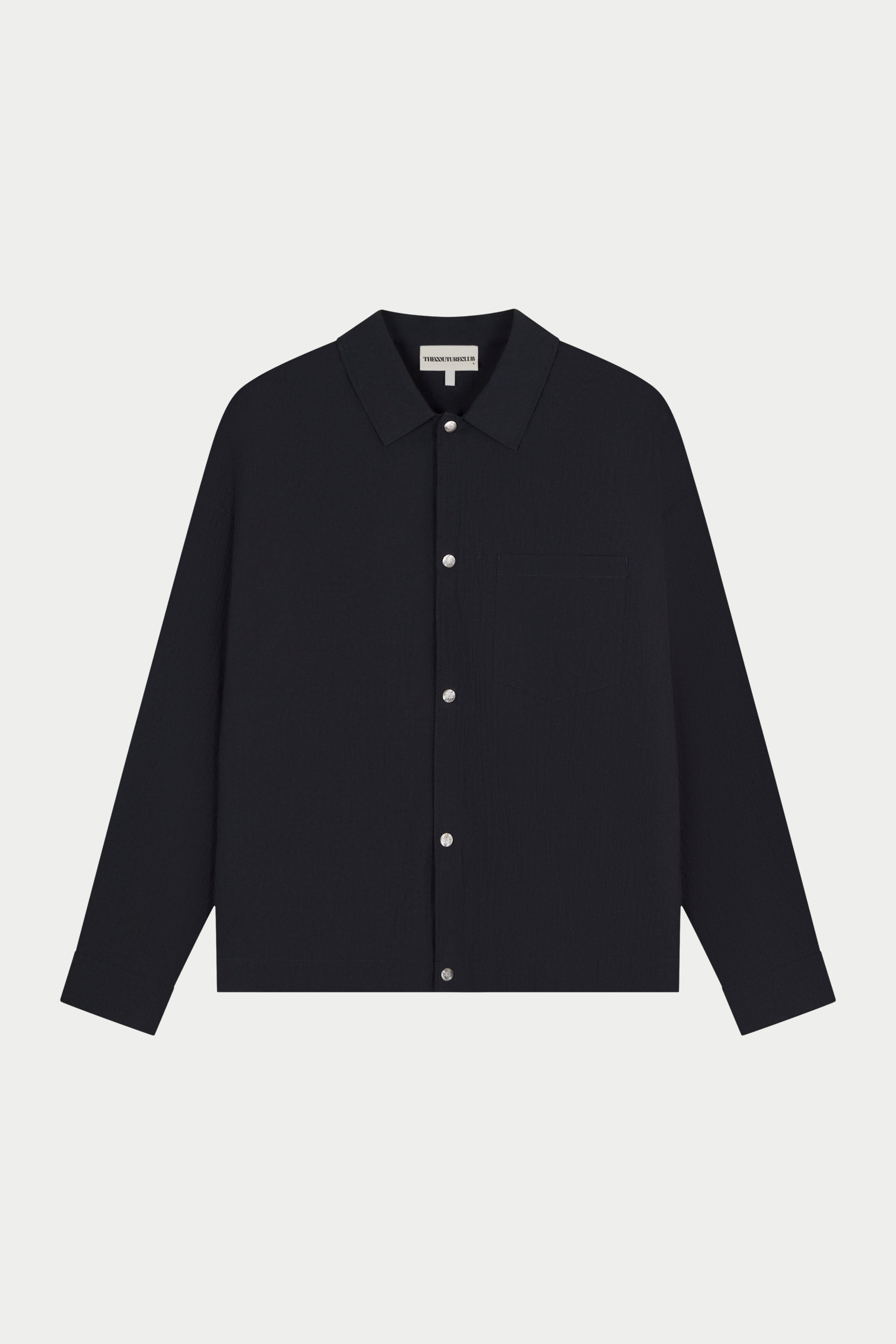 TEXTURED LONG SLEEVE SHIRT - BLACK