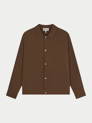 TEXTURED LONG SLEEVE SHIRT - BROWN