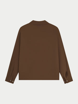TEXTURED LONG SLEEVE SHIRT - BROWN