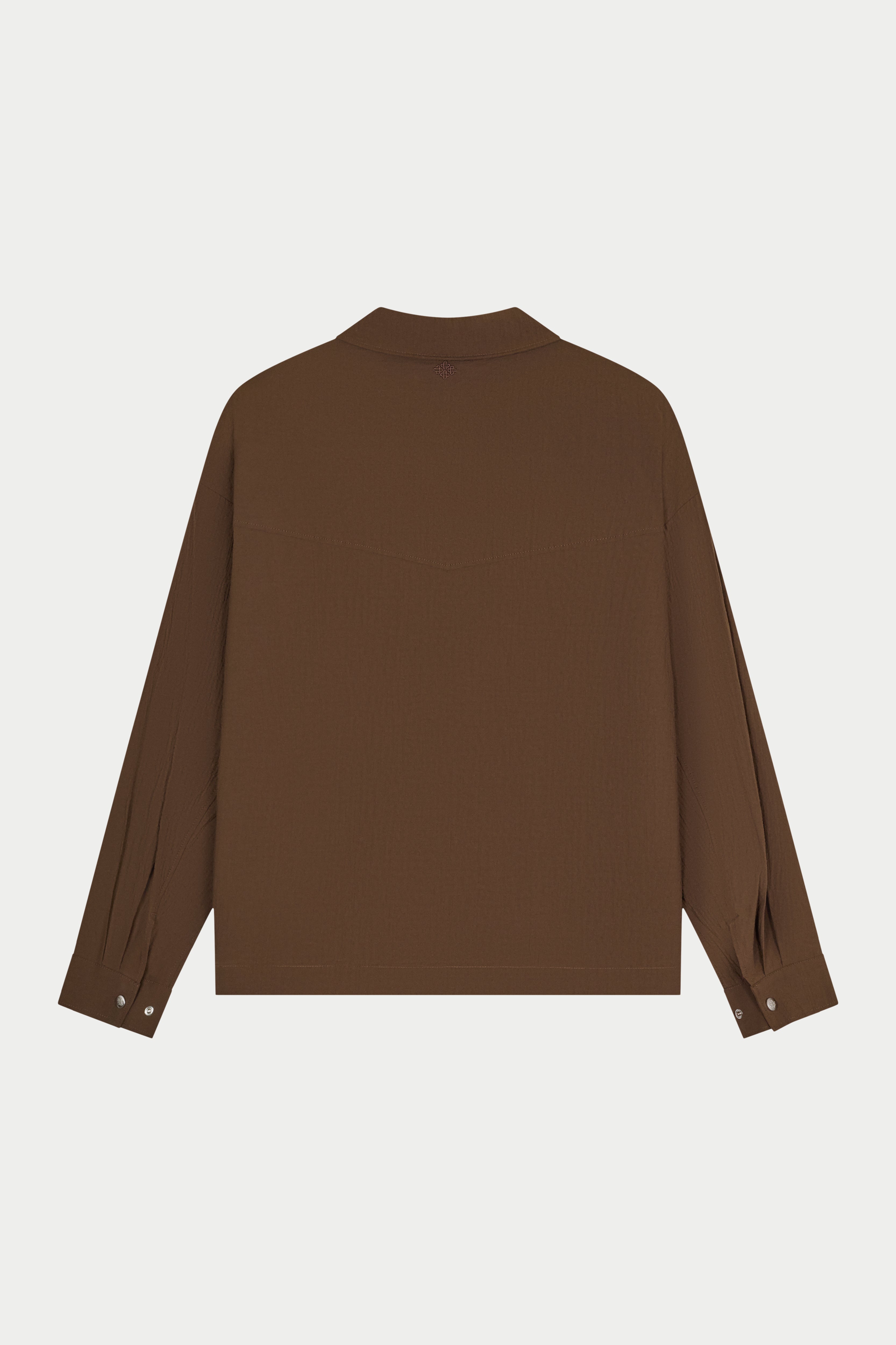 TEXTURED LONG SLEEVE SHIRT - BROWN