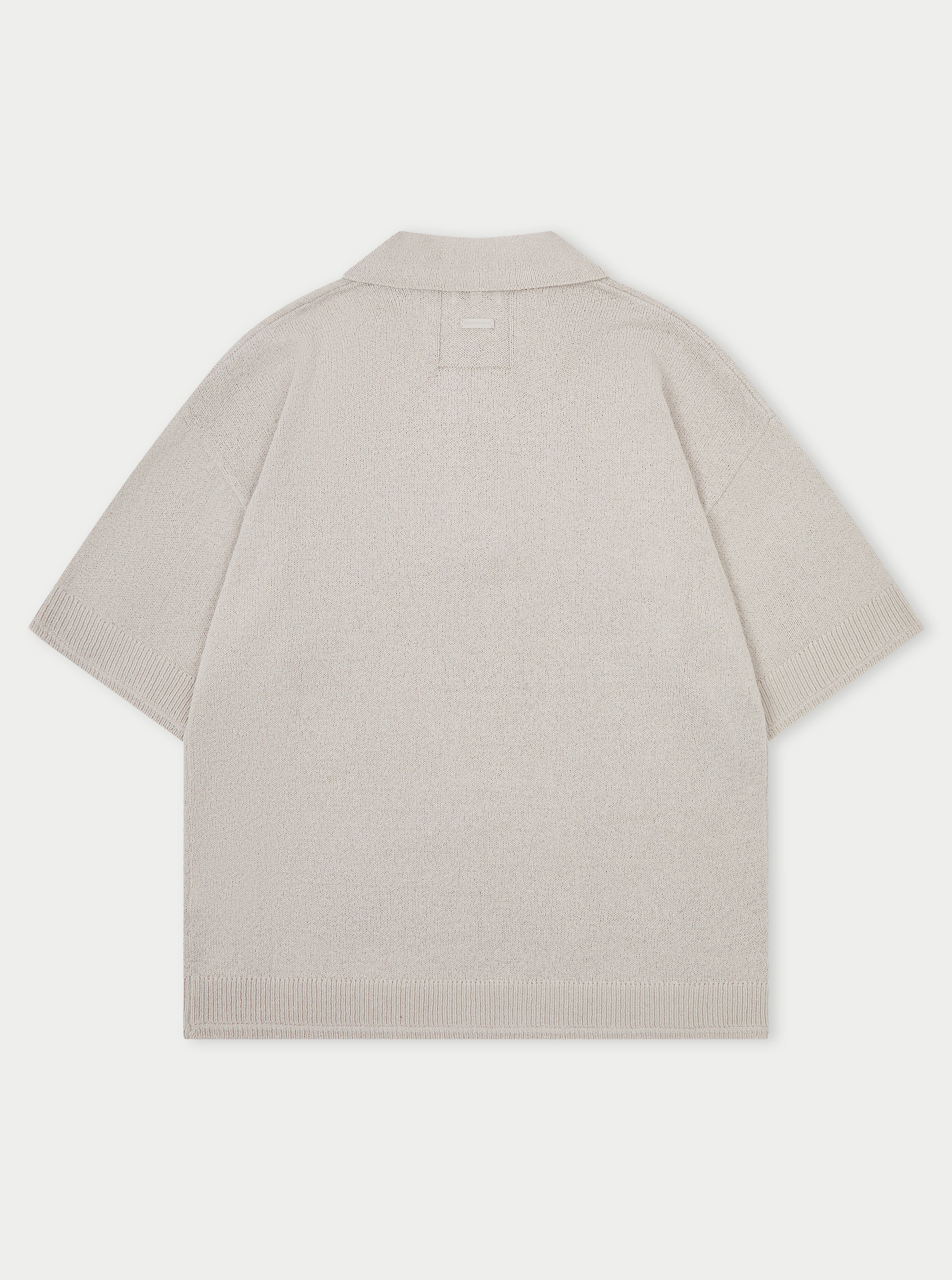 FINE GAUGE KNITTED SHORT SLEEVE POLO - MUSHROOM