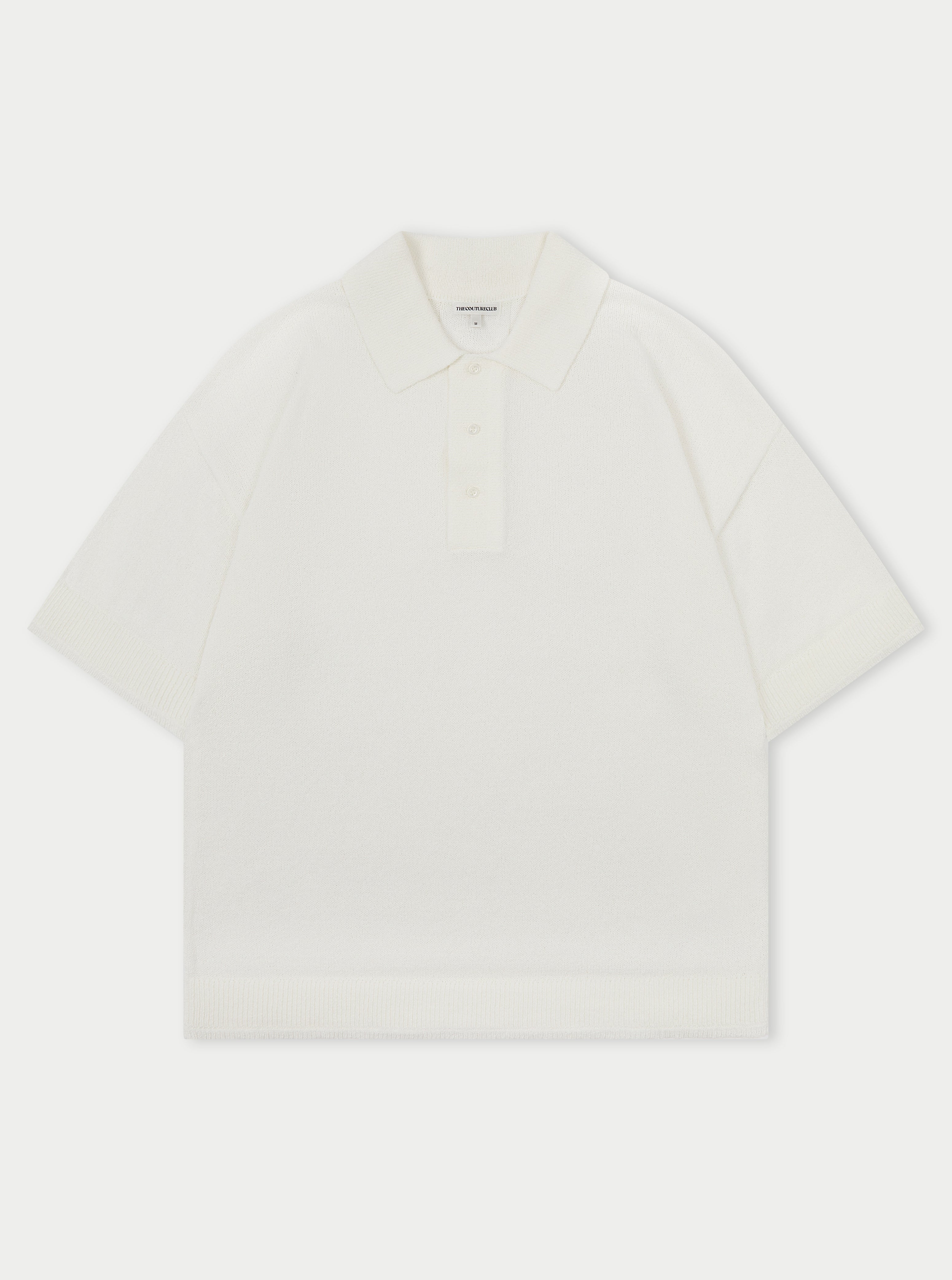 FINE GAUGE KNITTED SHORT SLEEVE POLO - WHITE