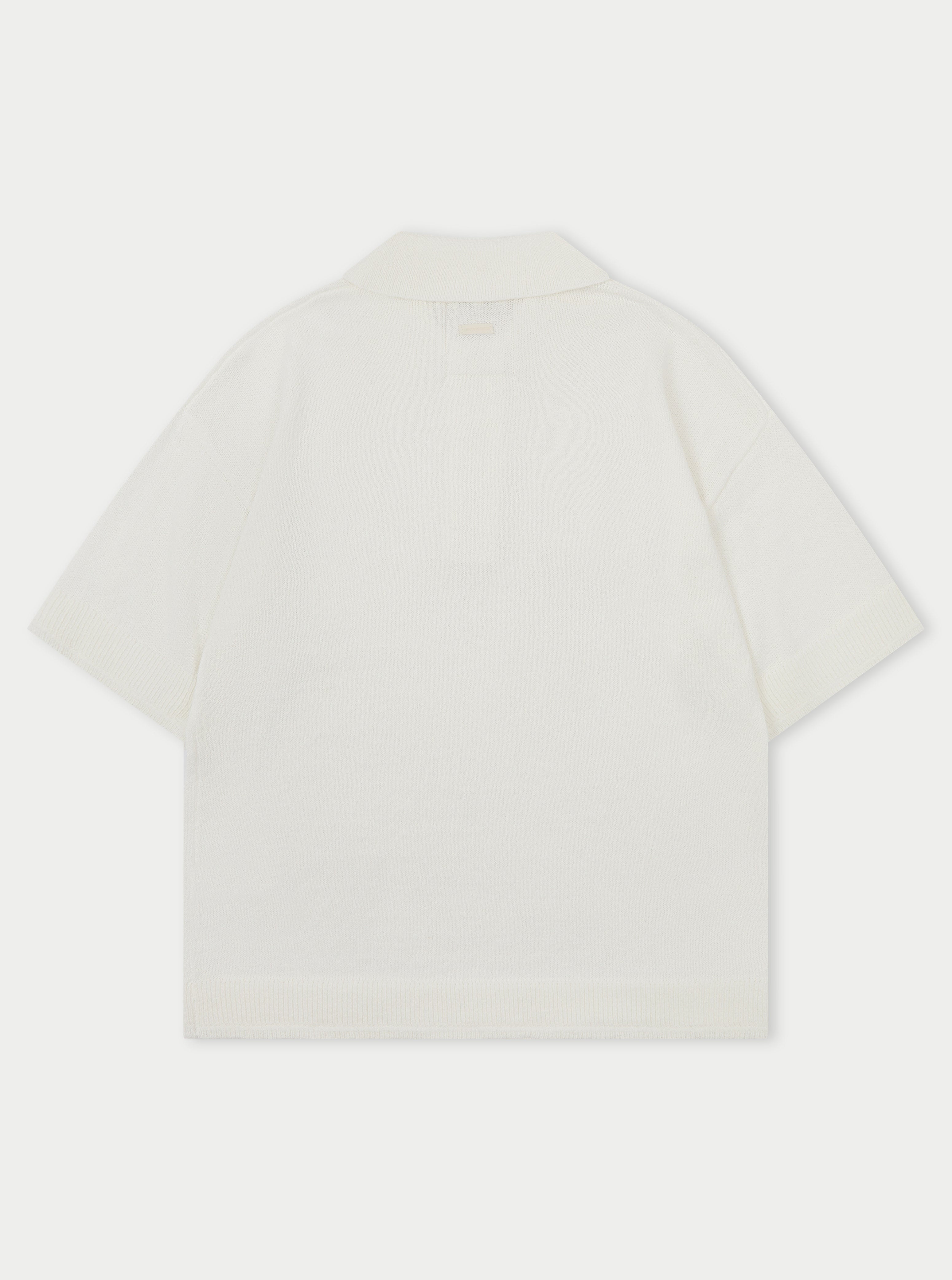 FINE GAUGE KNITTED SHORT SLEEVE POLO - WHITE