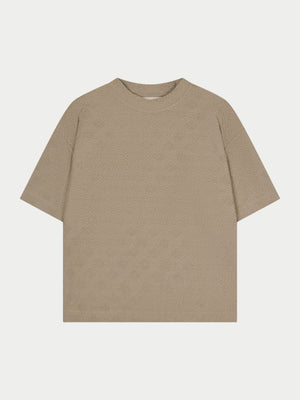 TOWELLING JACQUARD EMBLEM T-SHIRT - MUSHROOM