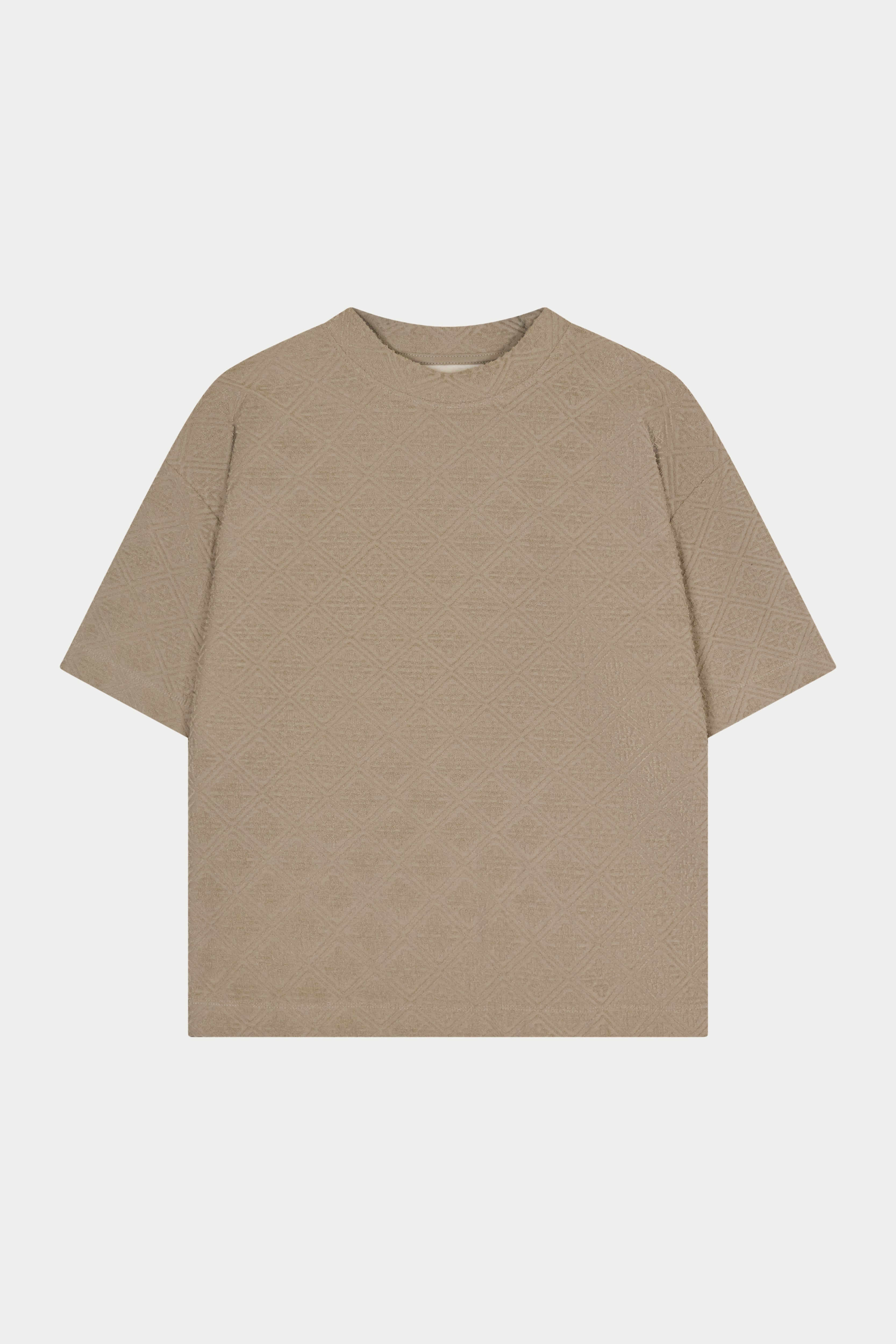 TOWELLING JACQUARD EMBLEM T-SHIRT - MUSHROOM
