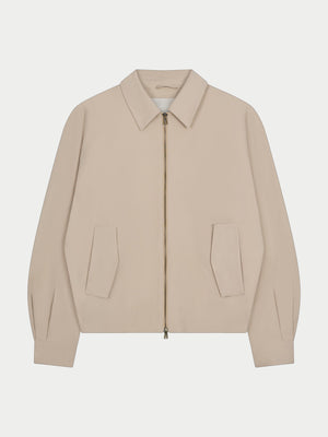 RUCHED HARRINGTON JACKET - BEIGE