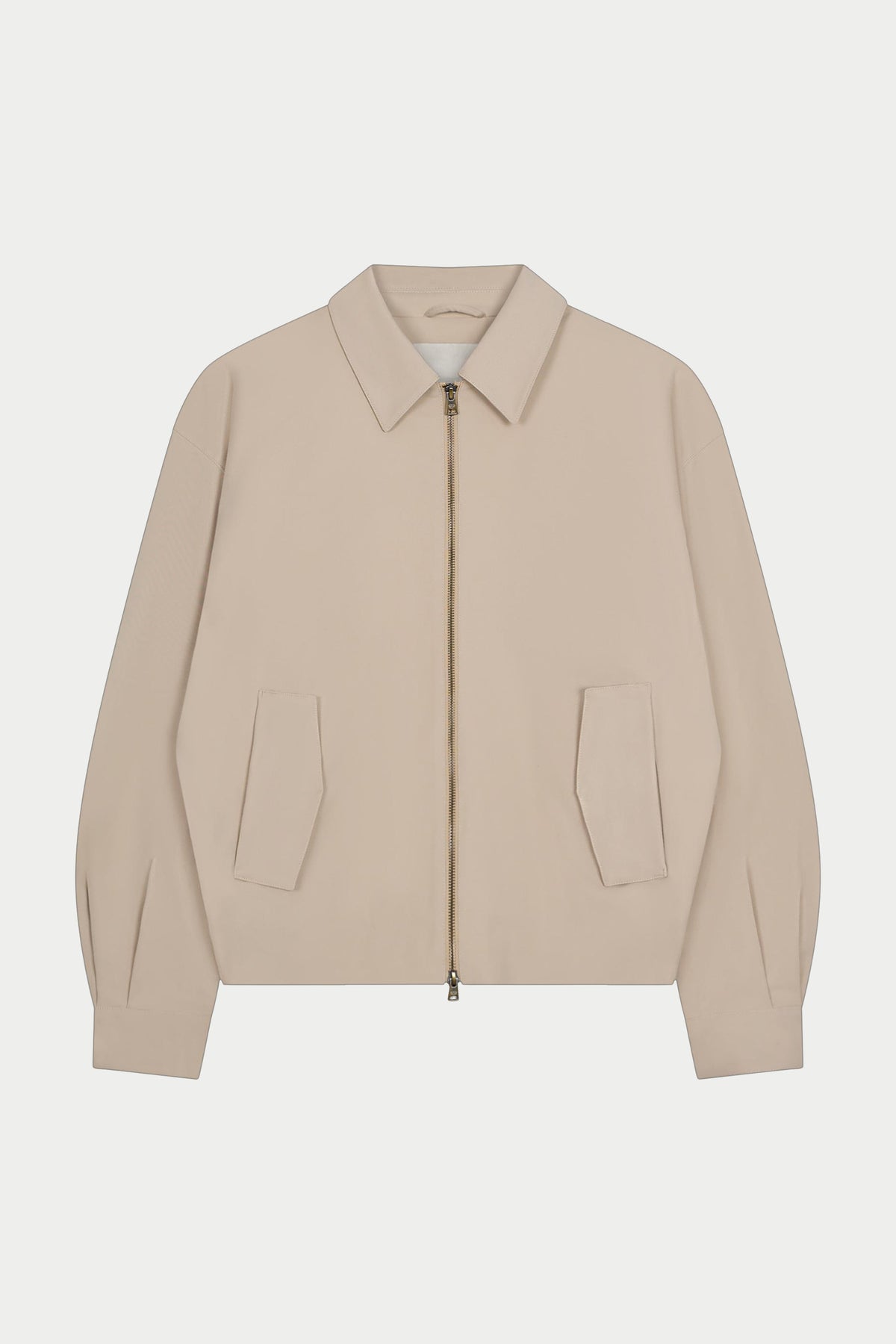 RUCHED HARRINGTON JACKET - BEIGE