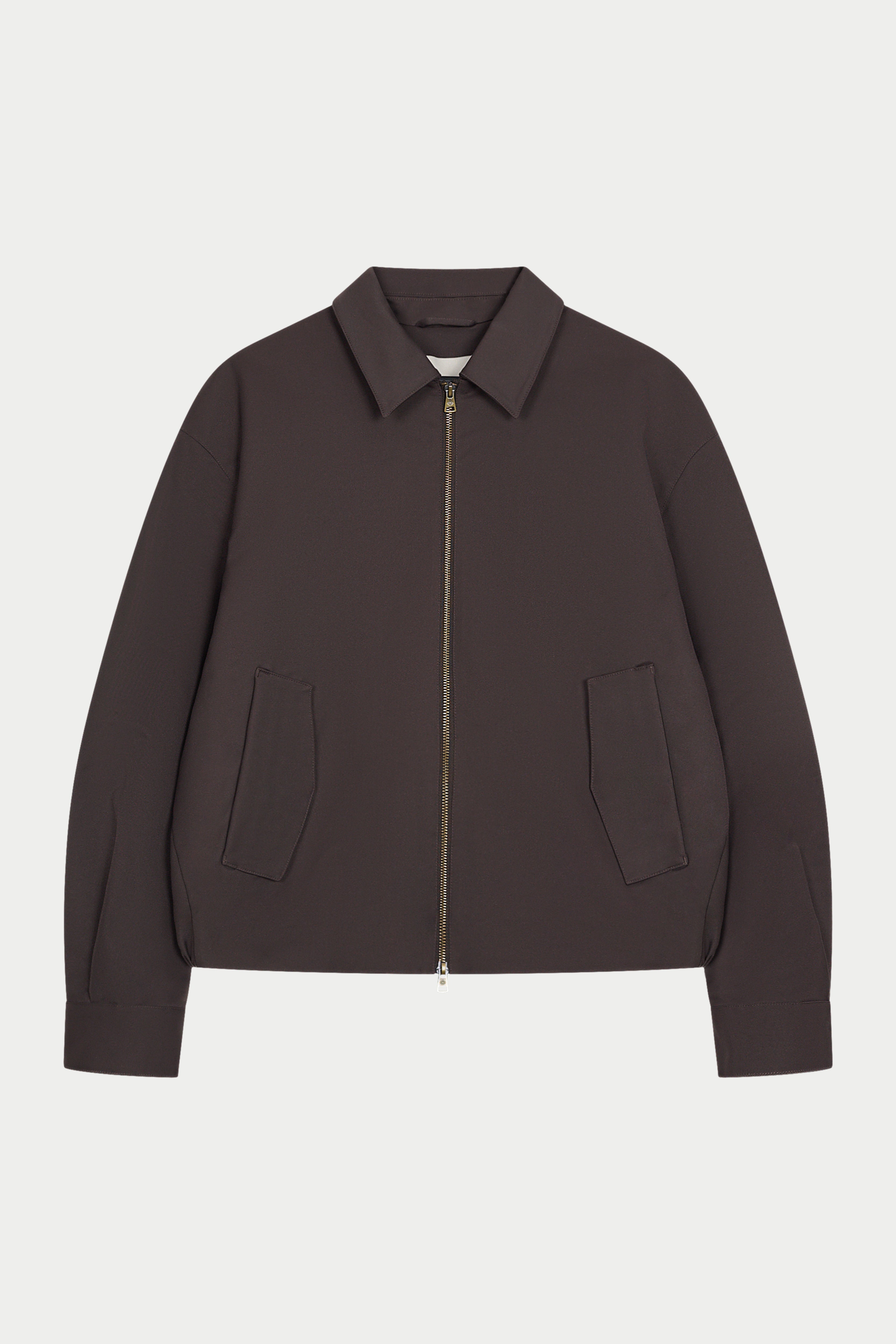 RUCHED HARRINGTON JACKET - BROWN