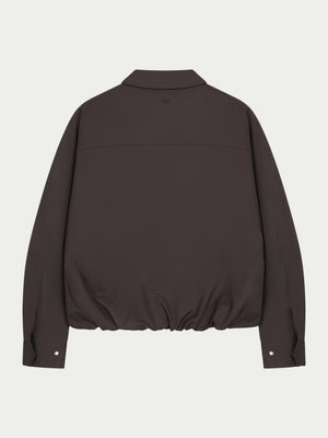 RUCHED HARRINGTON JACKET - BROWN