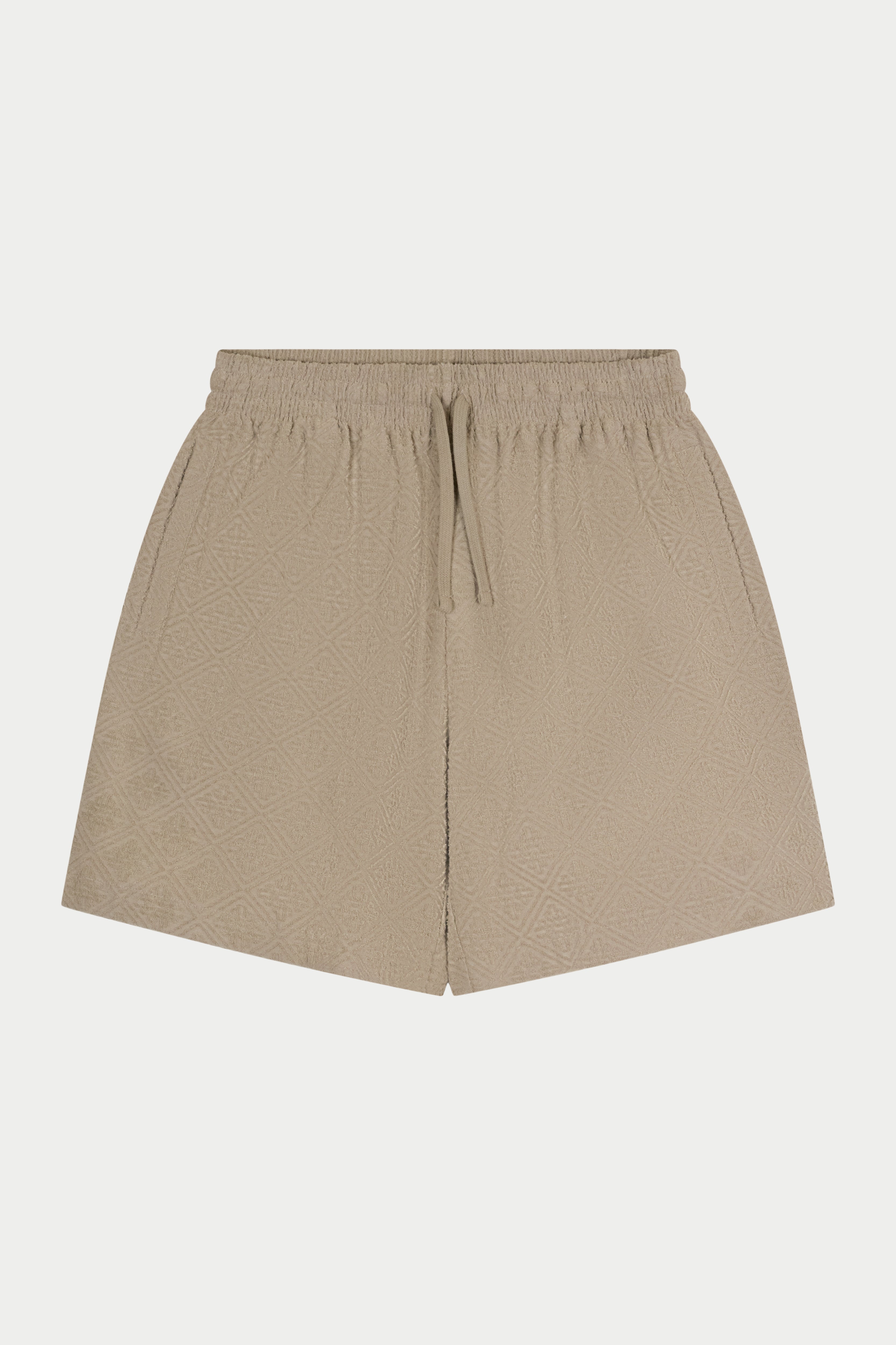 TOWELLING JACQUARD EMBLEM SHORTS - MUSHROOM