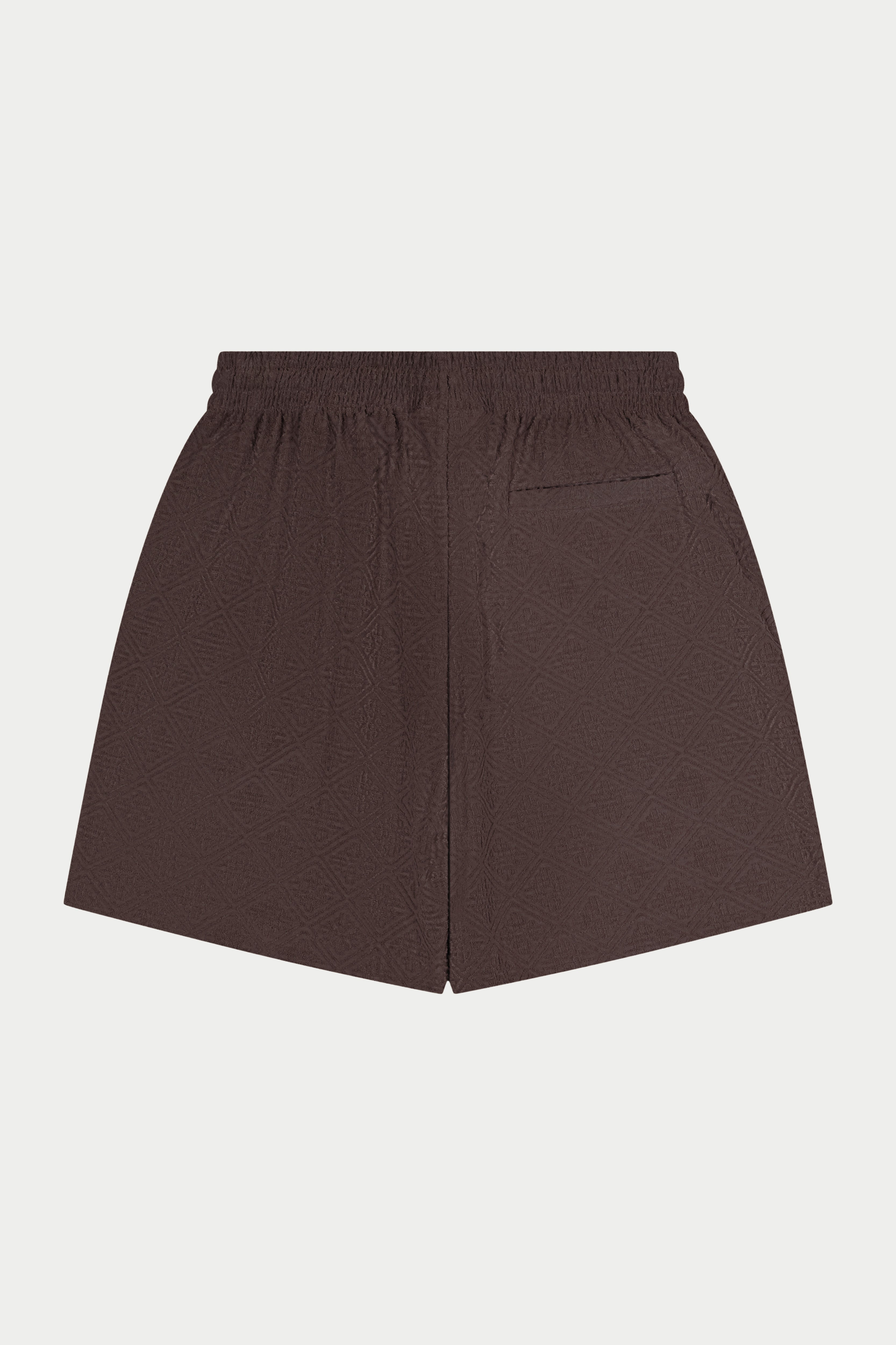 TOWELLING JACQUARD EMBLEM SHORTS - BROWN