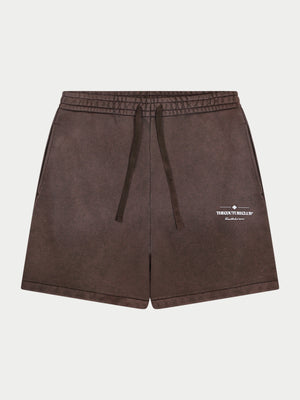 SPRAY WASH COPYRIGHT MULTI GRAPHIC SHORTS - BROWN