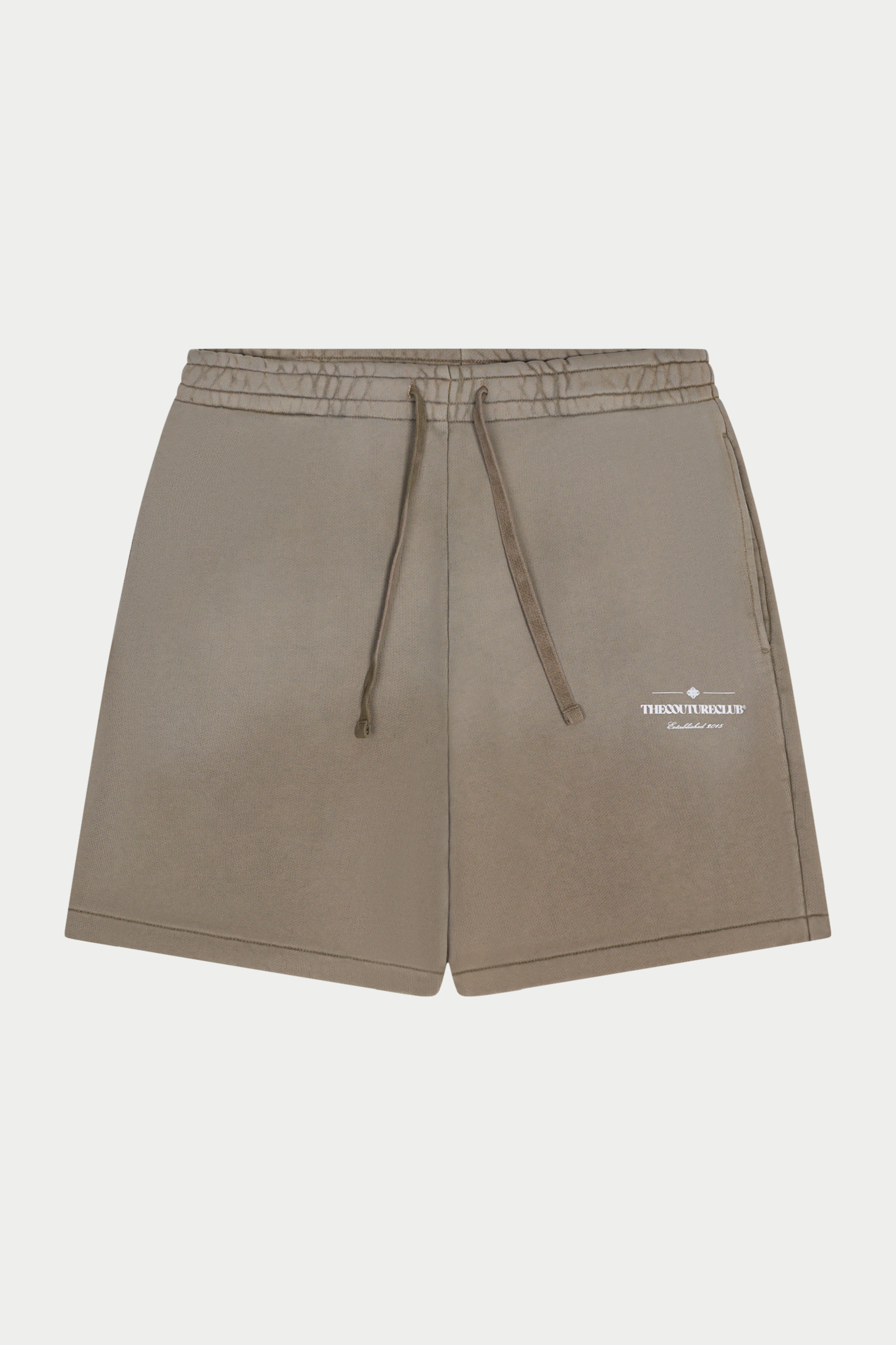 SPRAY WASH COPYRIGHT MULTI GRAPHIC SHORTS - BEIGE