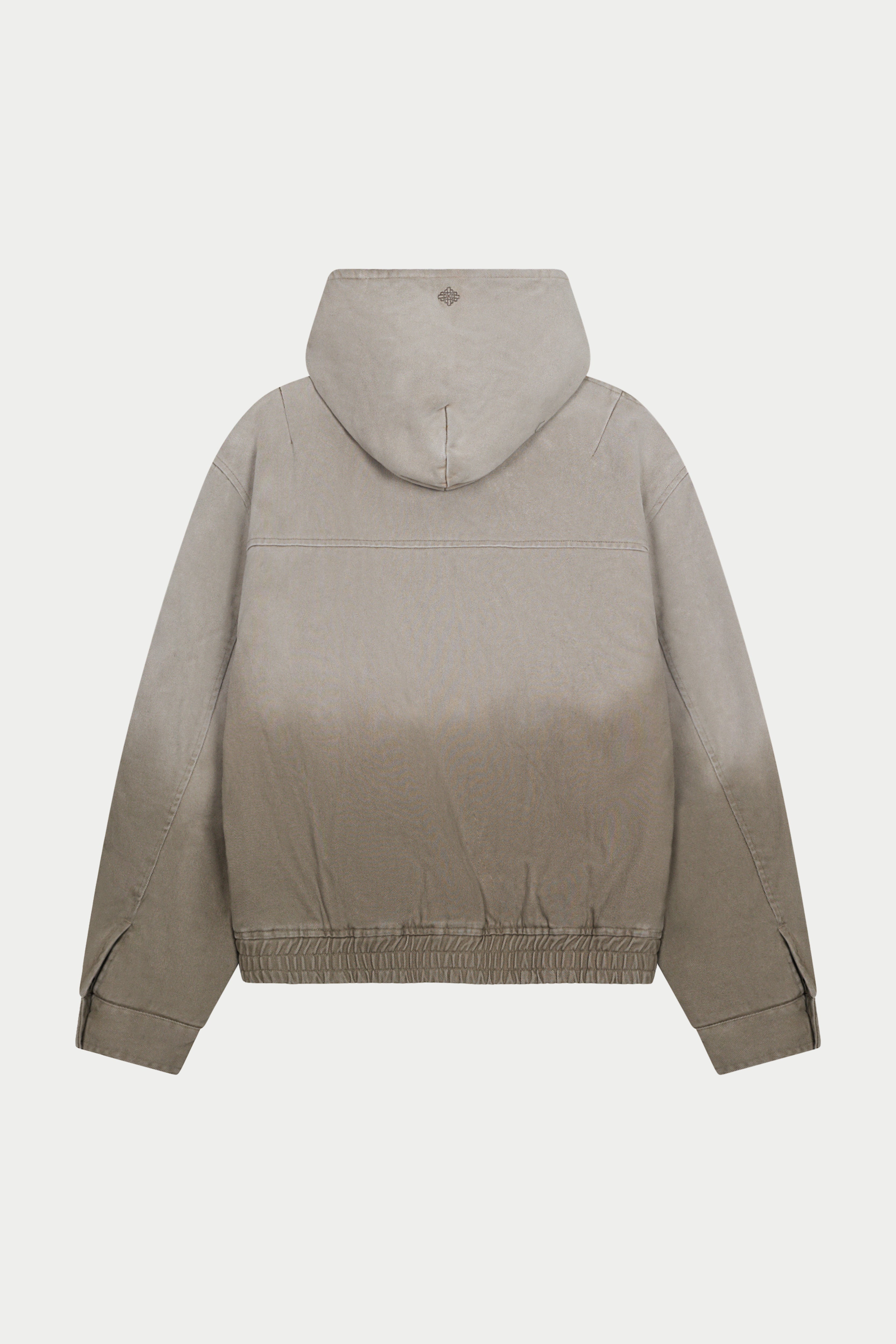 WASHED TWILL HOODED PADDED JACKET - STONE