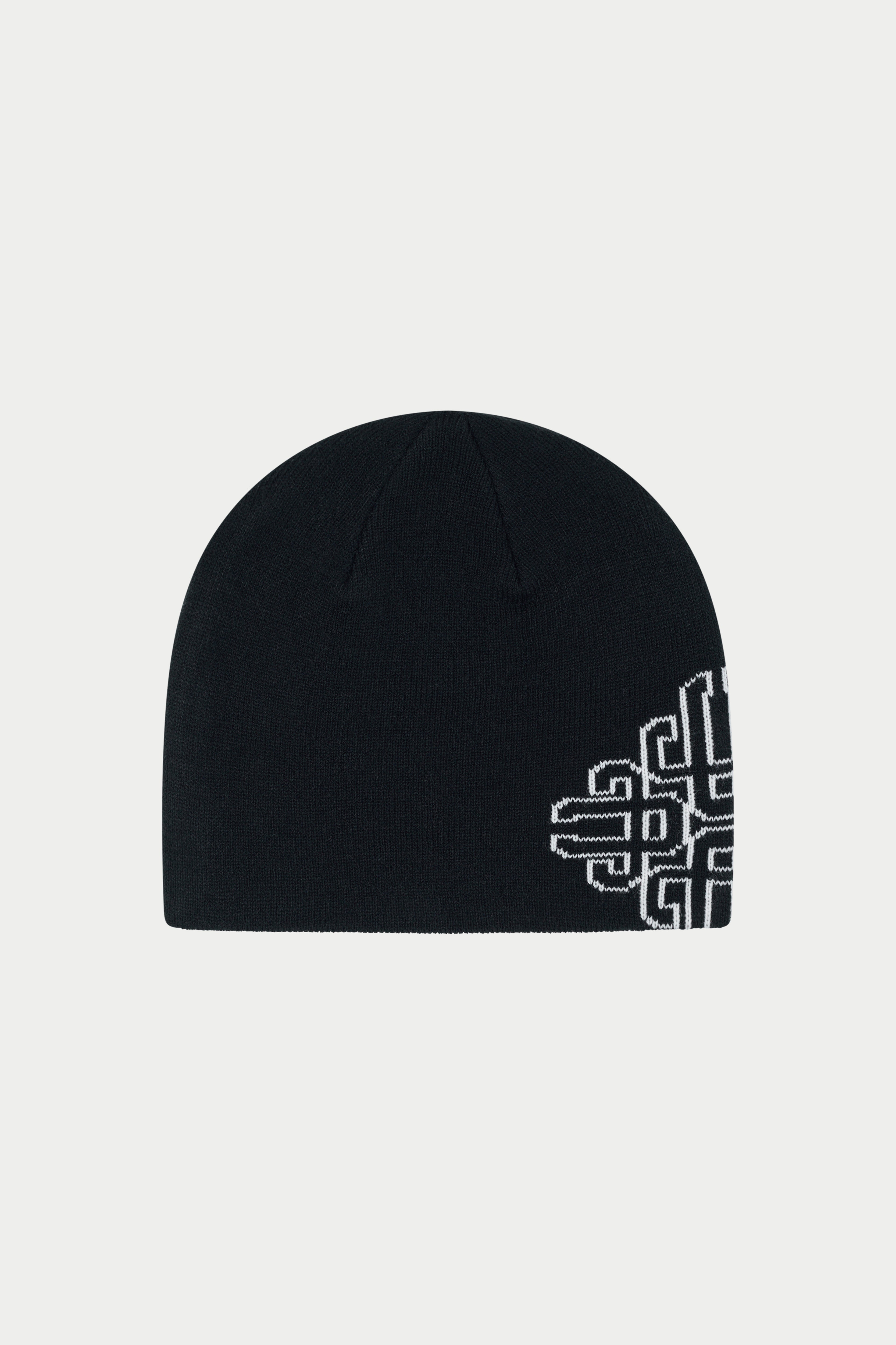 INTARSIA EMBLEM BEANIE - BLACK
