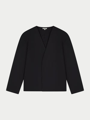 LASER CUT EMBLEM LONG SLEEVE SHIRT - BLACK